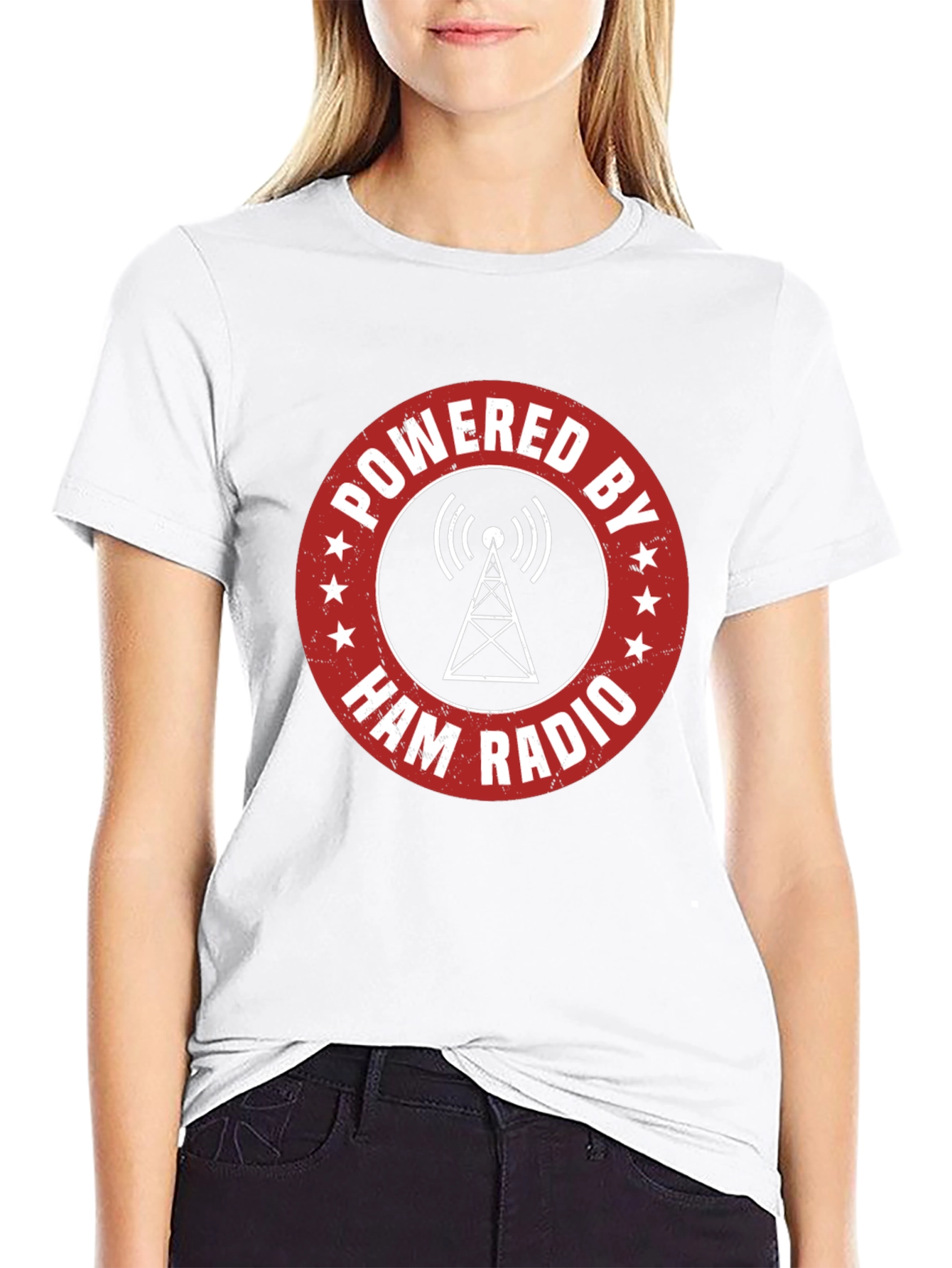 Powered by Ham Radio T-Shirt - Hobbyist Design