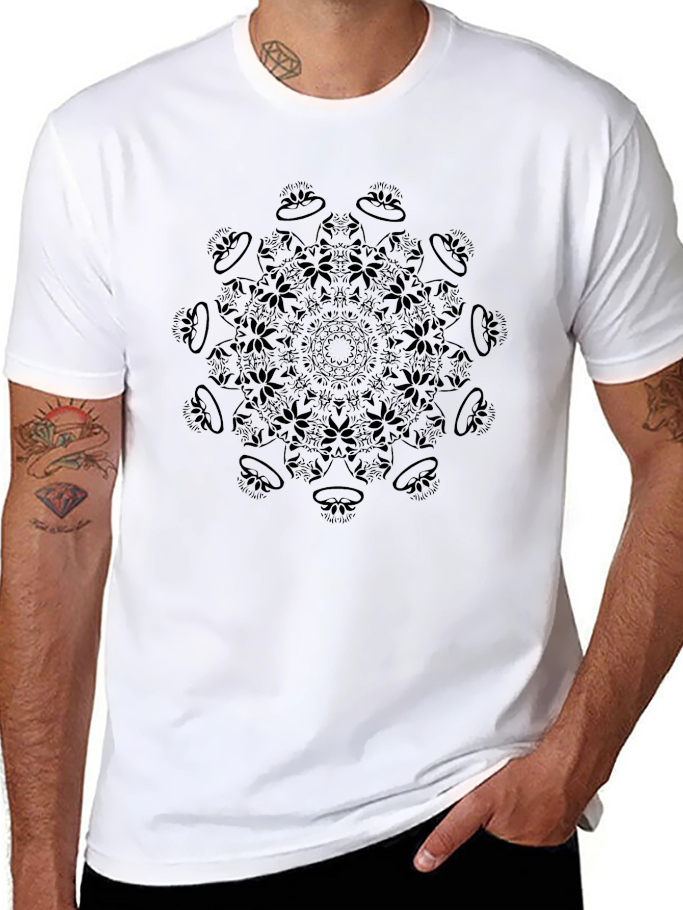 Black Mandala Graphic Tee - Casual Comfort