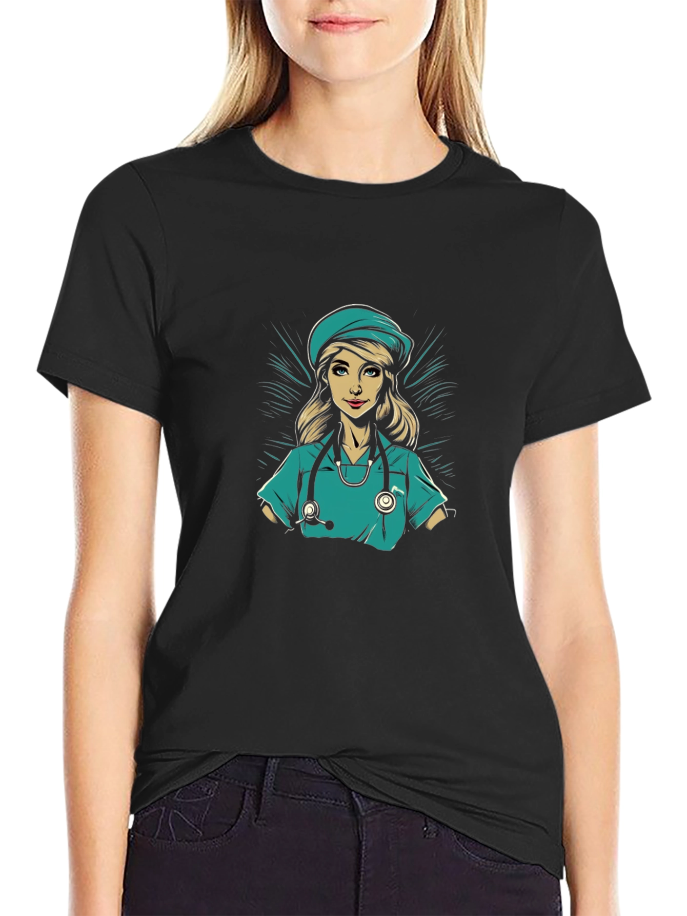 Nurse Graphic T-Shirt - Black Cotton Tee