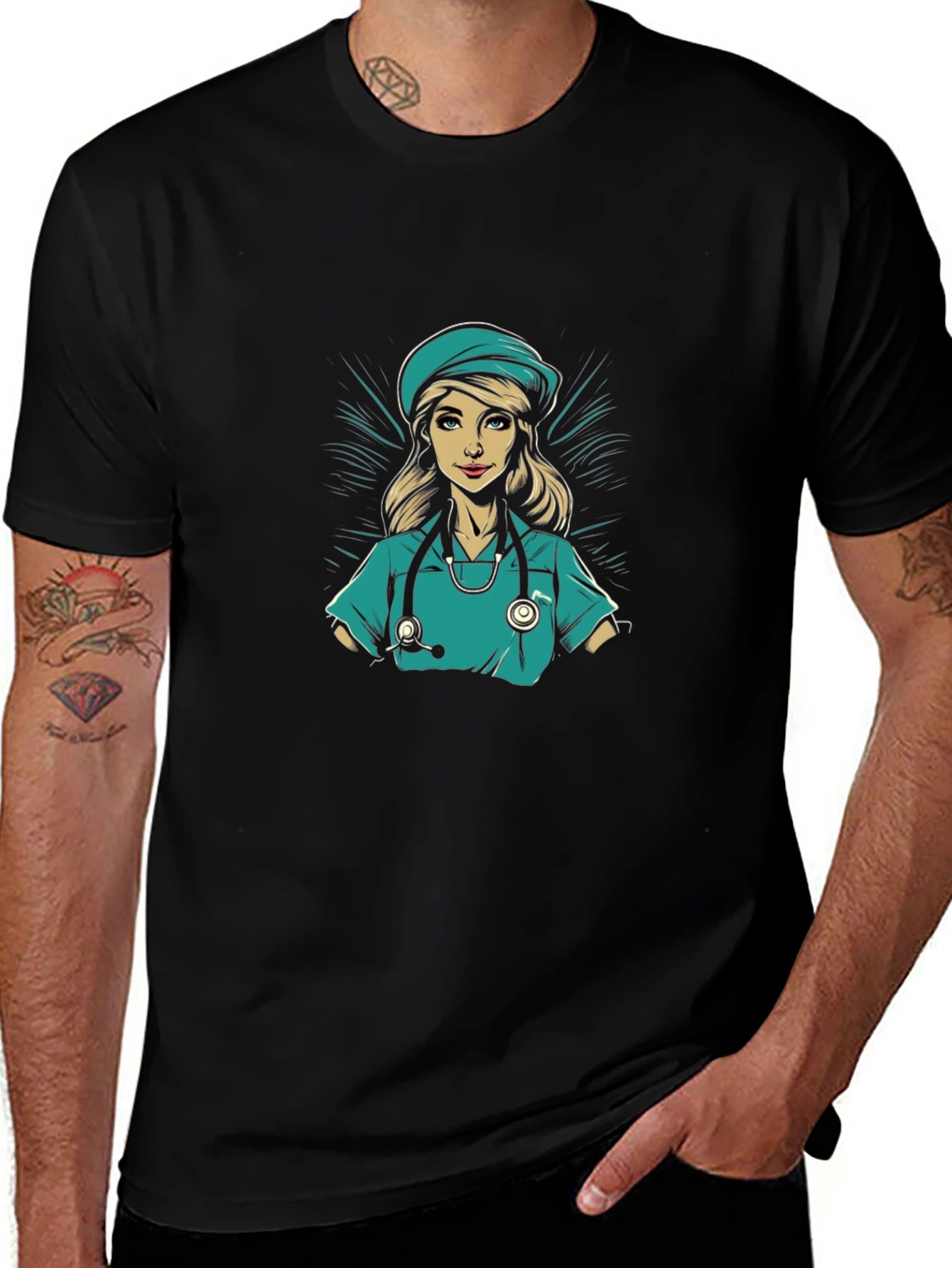 Nurse Graphic T-Shirt - Black Cotton Tee