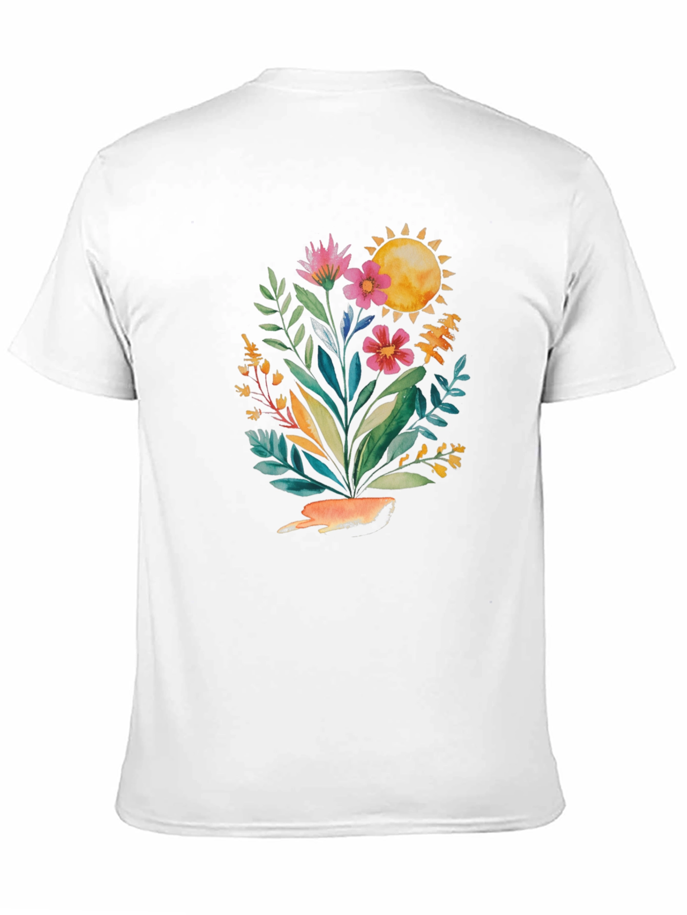 Floral Sun Graphic Tee - Stylish Black T-Shirt