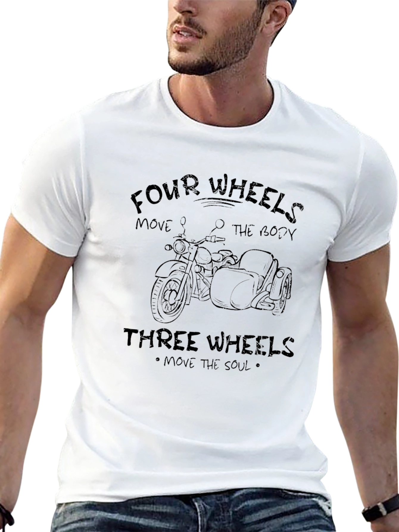 Motorcycle T-Shirt - Four Wheels Move the Body