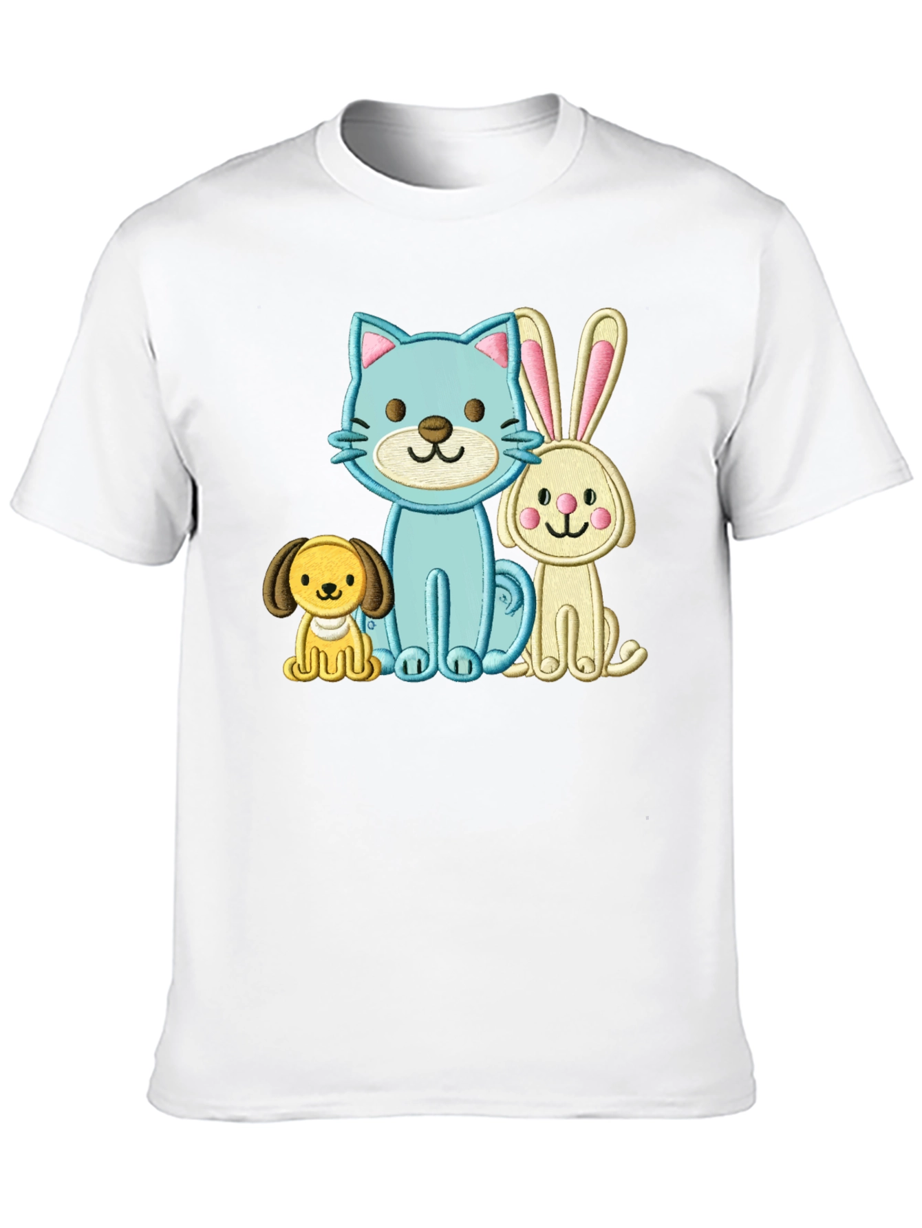Cute Cartoon Animals Embroidered T-Shirt