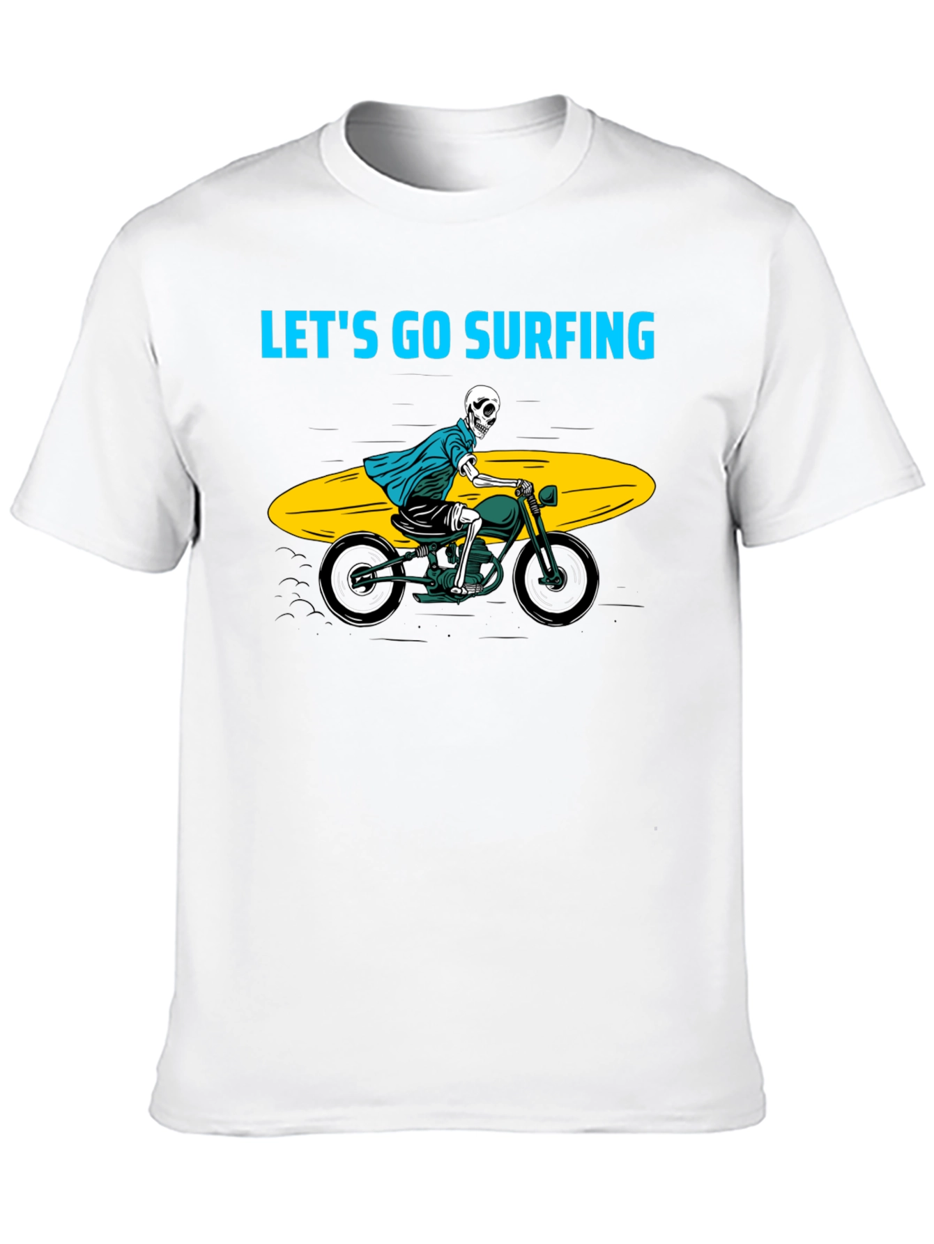 Skeleton Surfer Motorcycle Black Graphic Tee