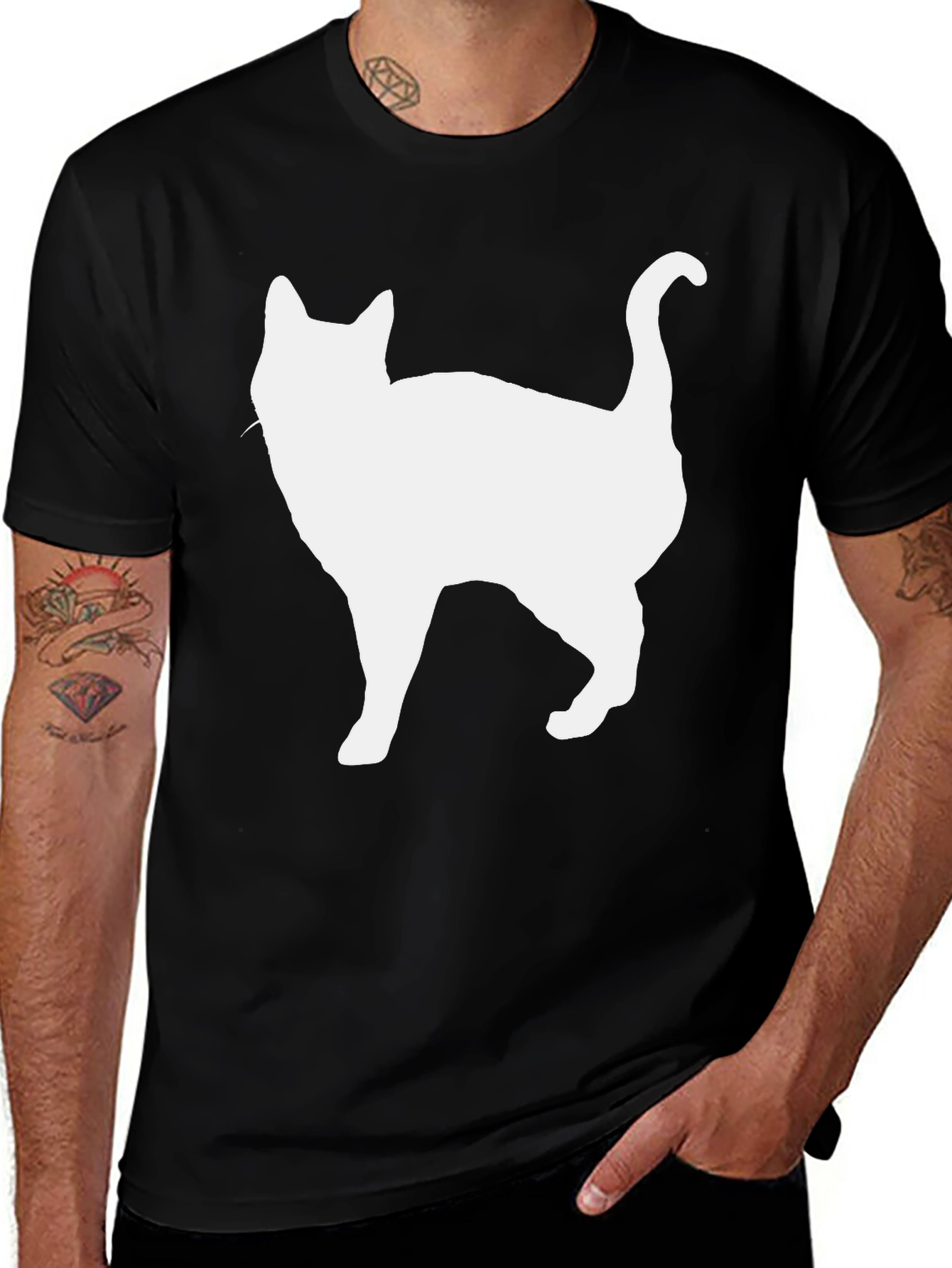 Cat Silhouette Black T-Shirt