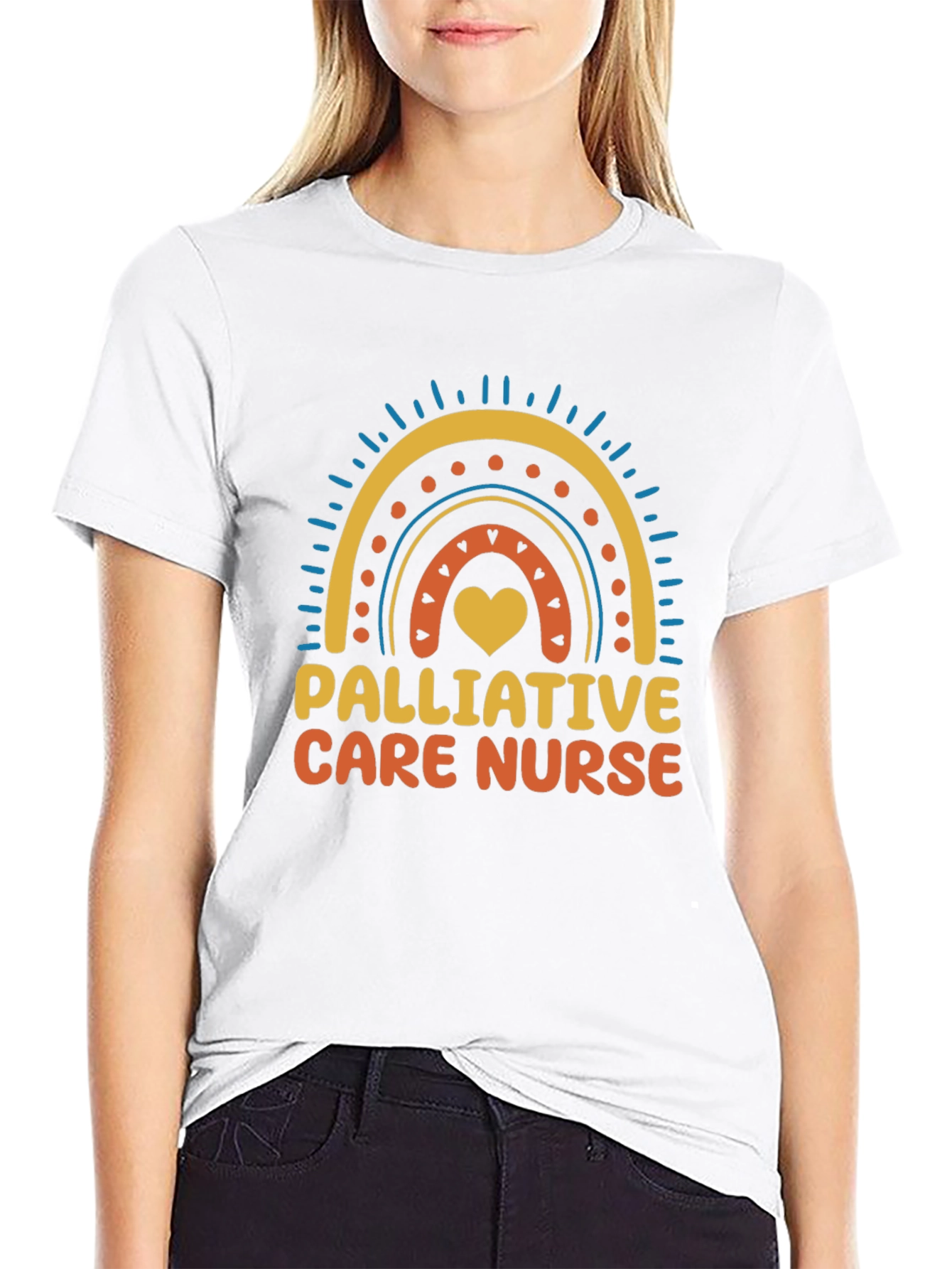 Palliative Care Nurse Rainbow Heart T-Shirt