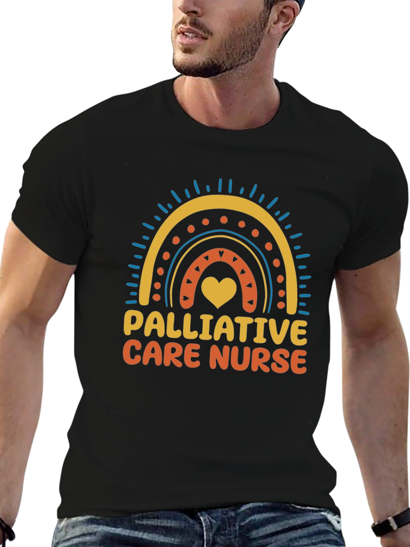 Palliative Care Nurse Rainbow Heart T-Shirt