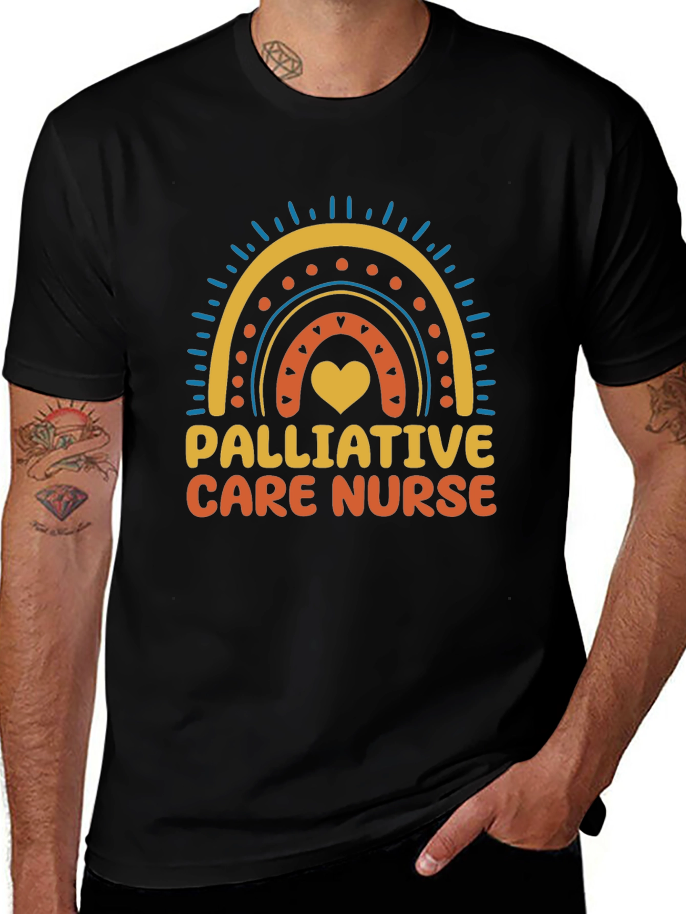 Palliative Care Nurse Rainbow Heart T-Shirt