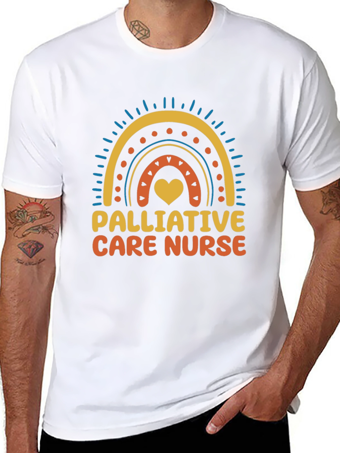 Palliative Care Nurse Rainbow Heart T-Shirt