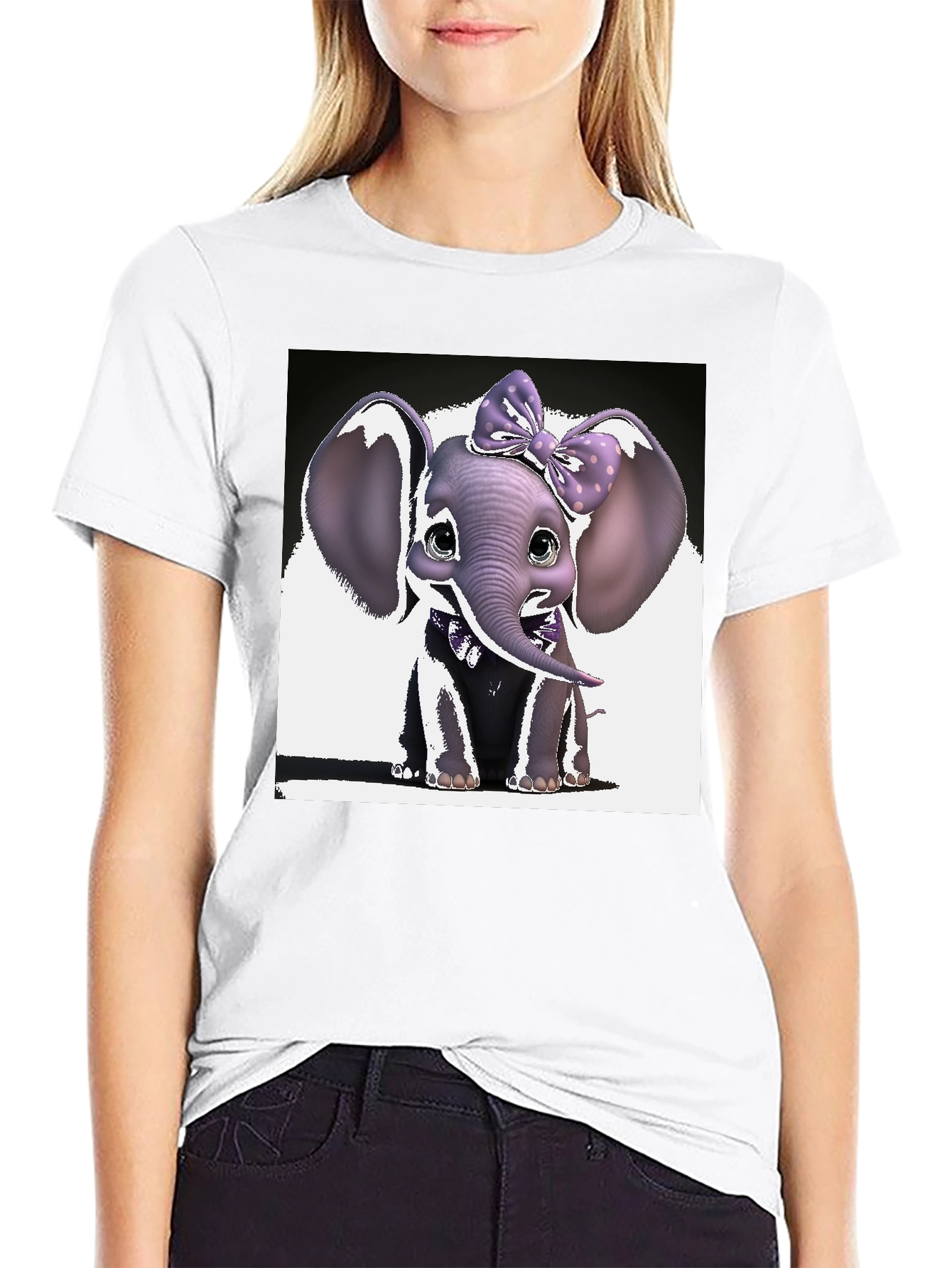 Cute Elephant Bow T-Shirt