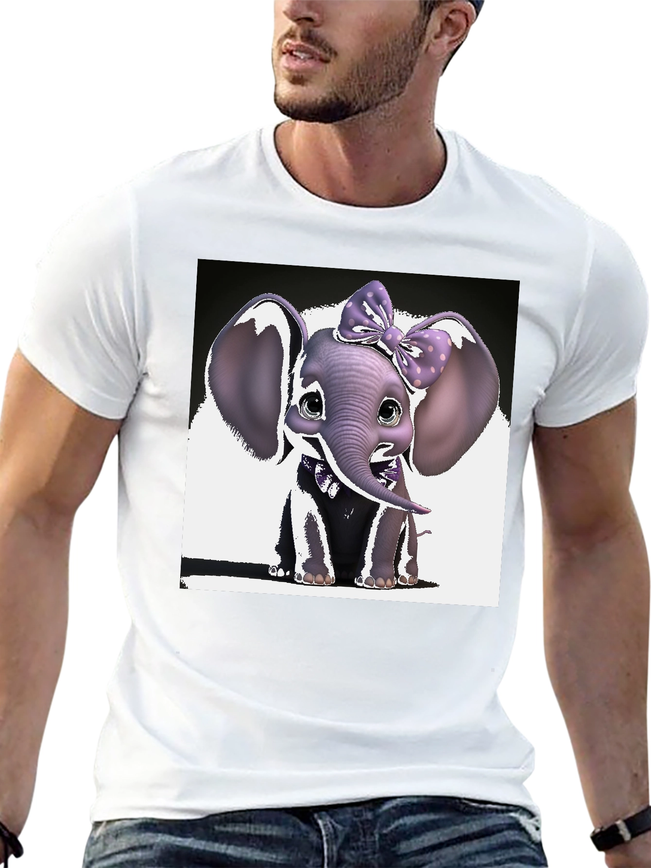Cute Elephant Bow T-Shirt