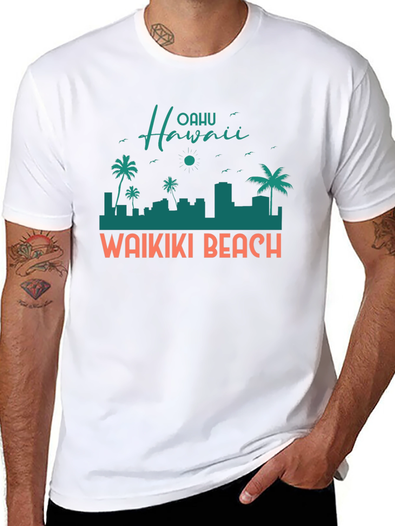 Oahu Hawaii Waikiki Beach Graphic T-Shirt