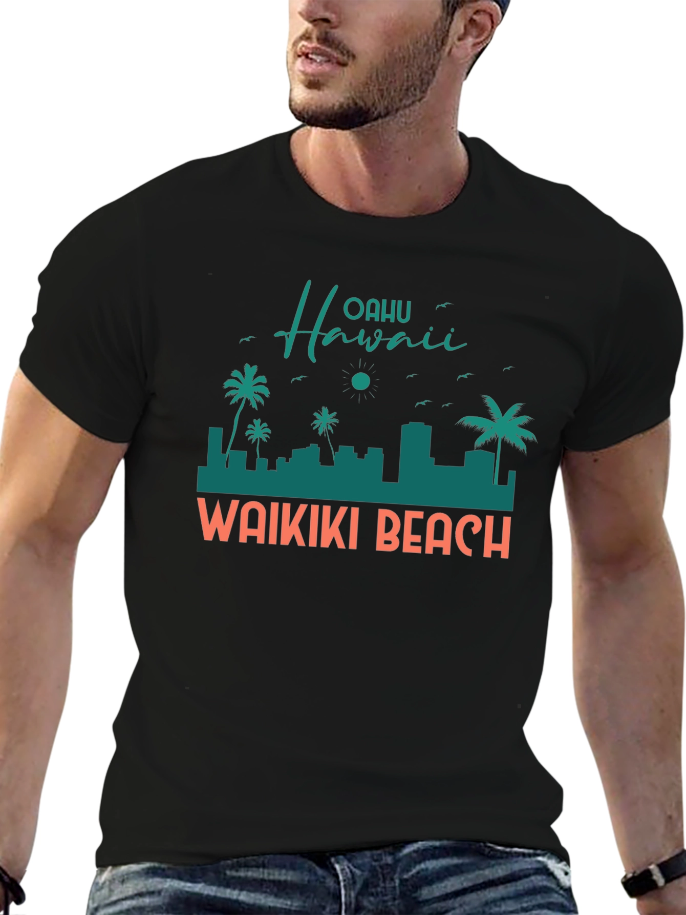 Oahu Hawaii Waikiki Beach Graphic T-Shirt