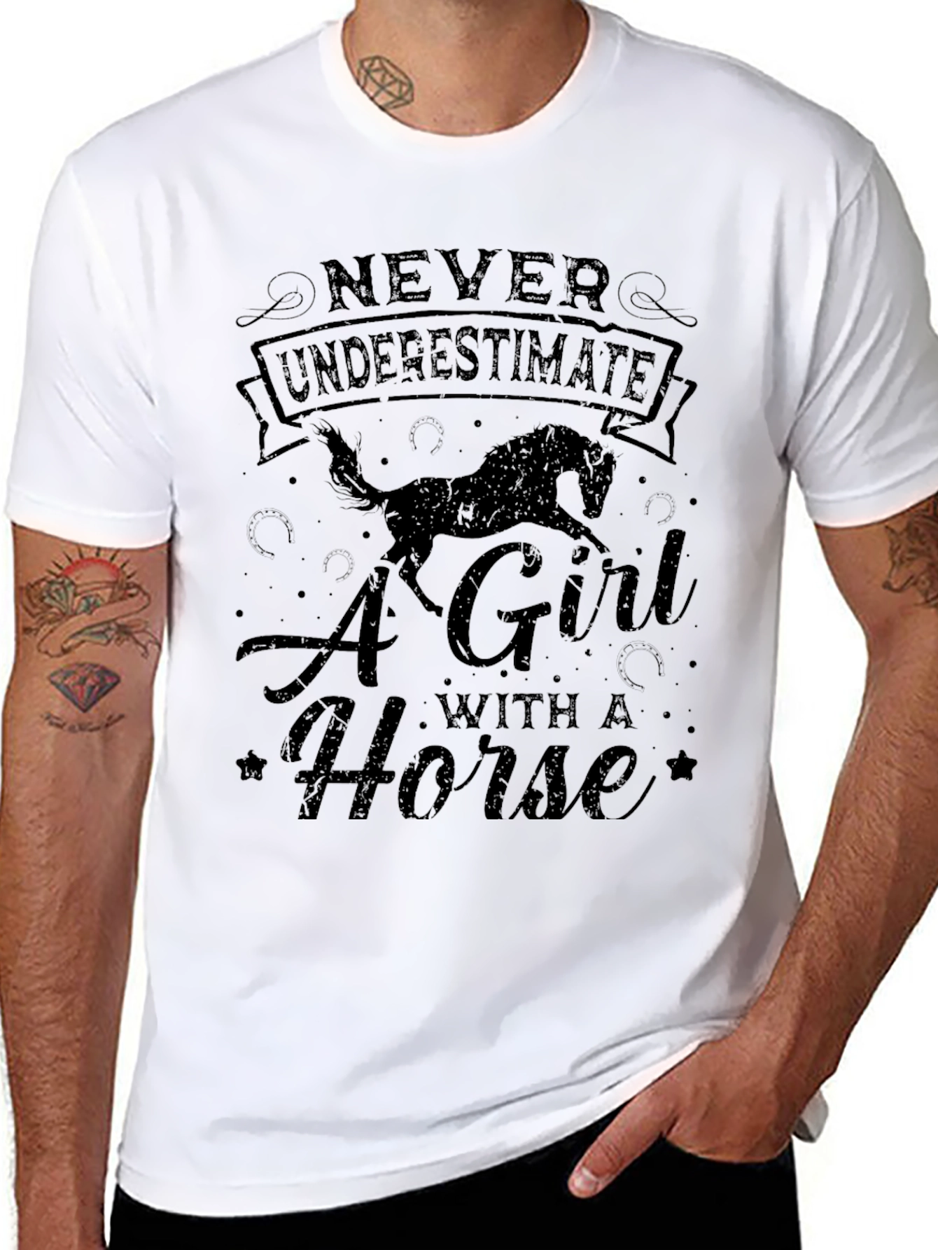 Never Underestimate A Girl with a Horse T-Shirt