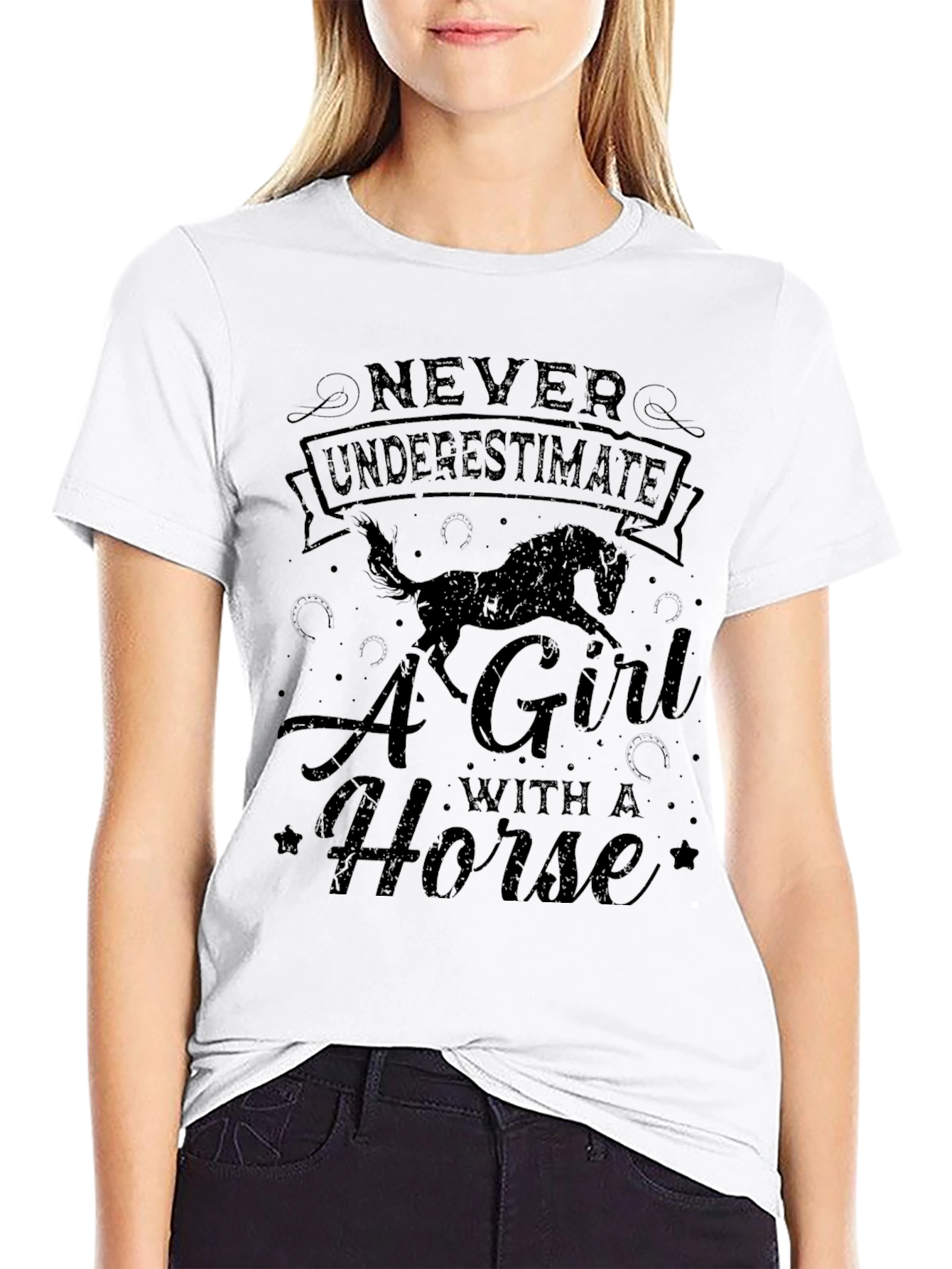 Never Underestimate A Girl with a Horse T-Shirt