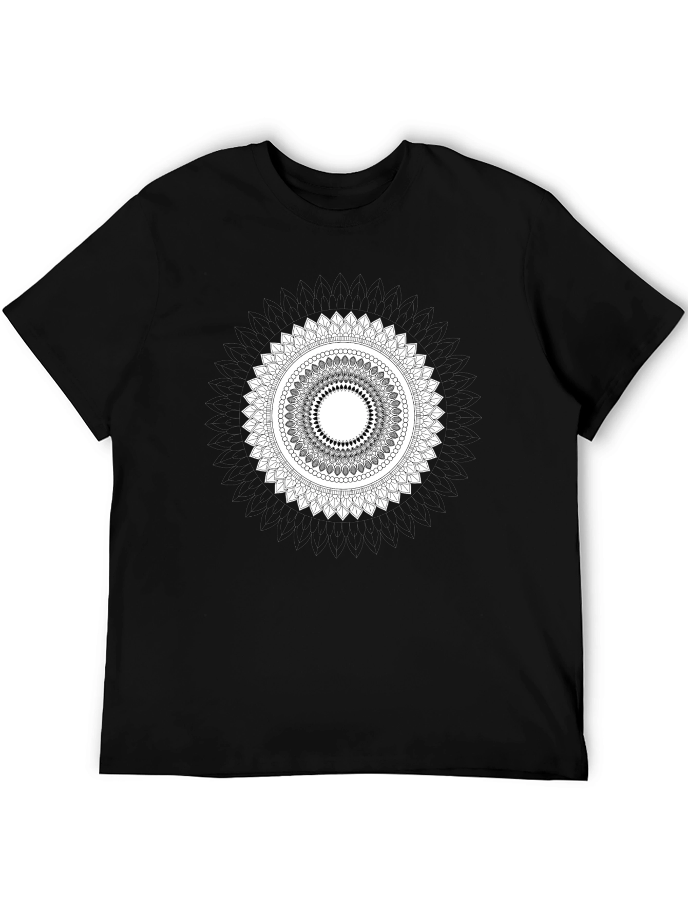 Mandala Graphic Print Black T-Shirt for Men