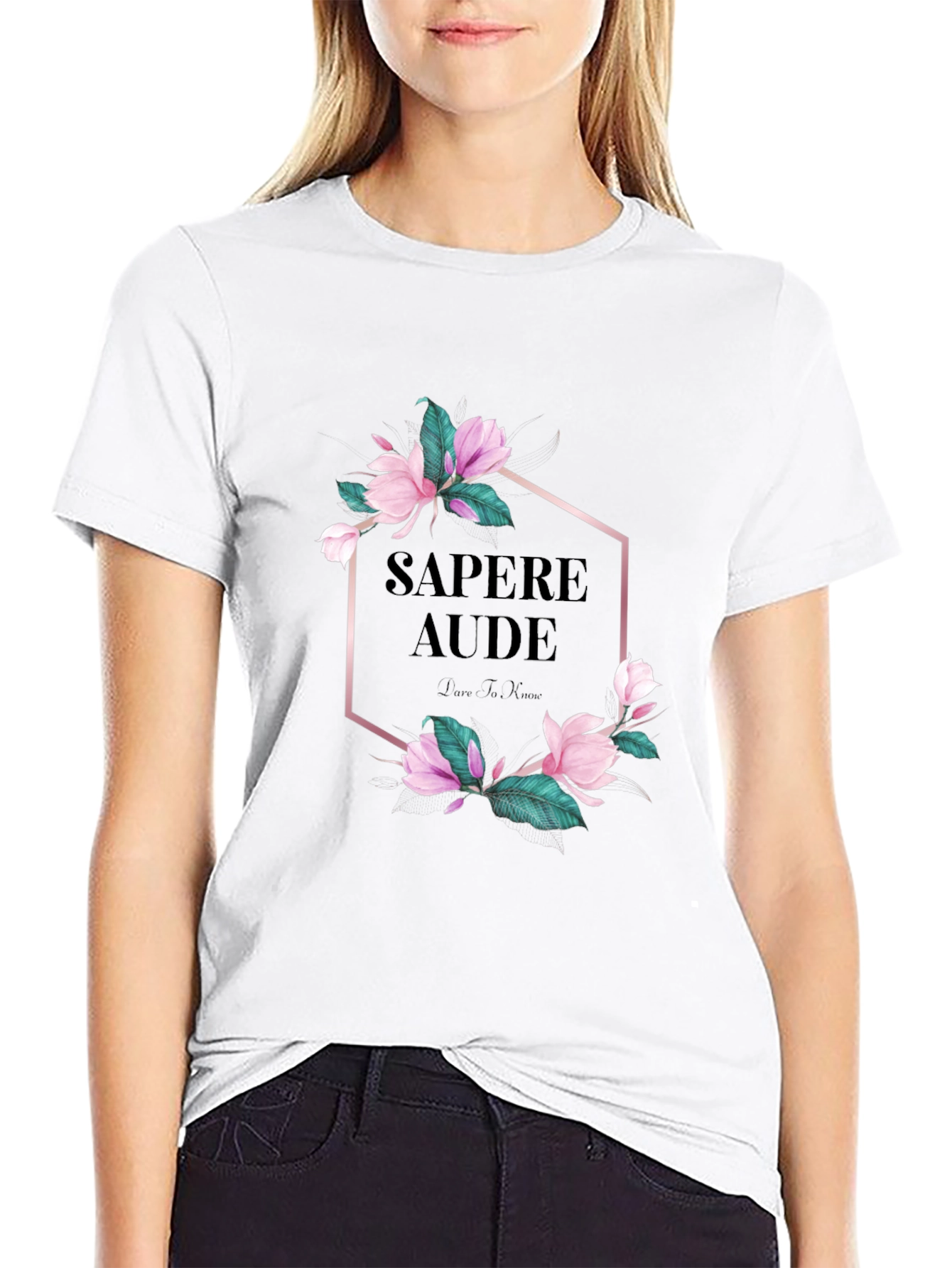 Sapere Aude Floral Graphic Tee - Black