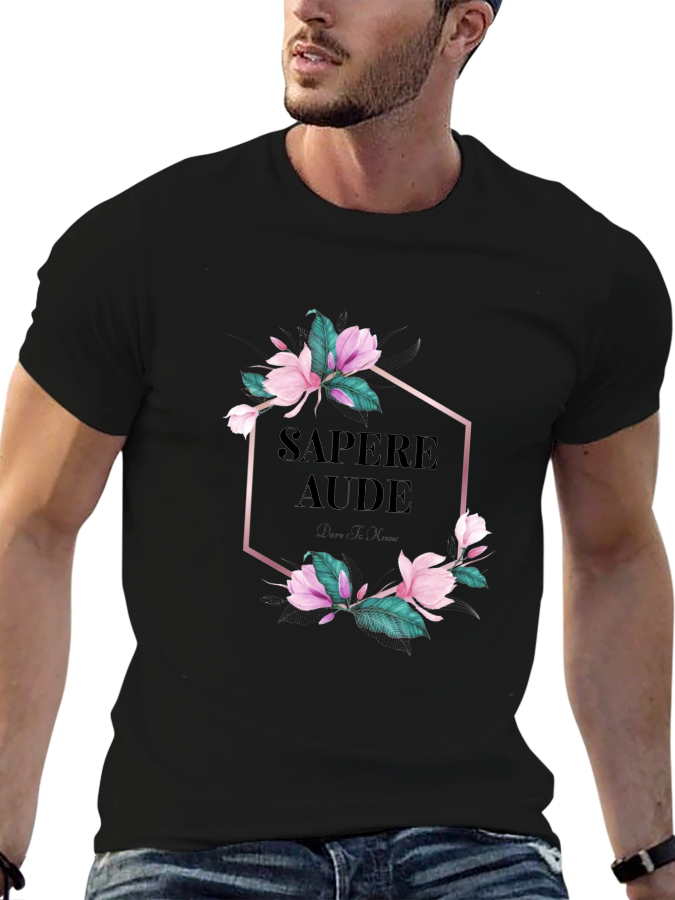 Sapere Aude Floral Graphic Tee - Black