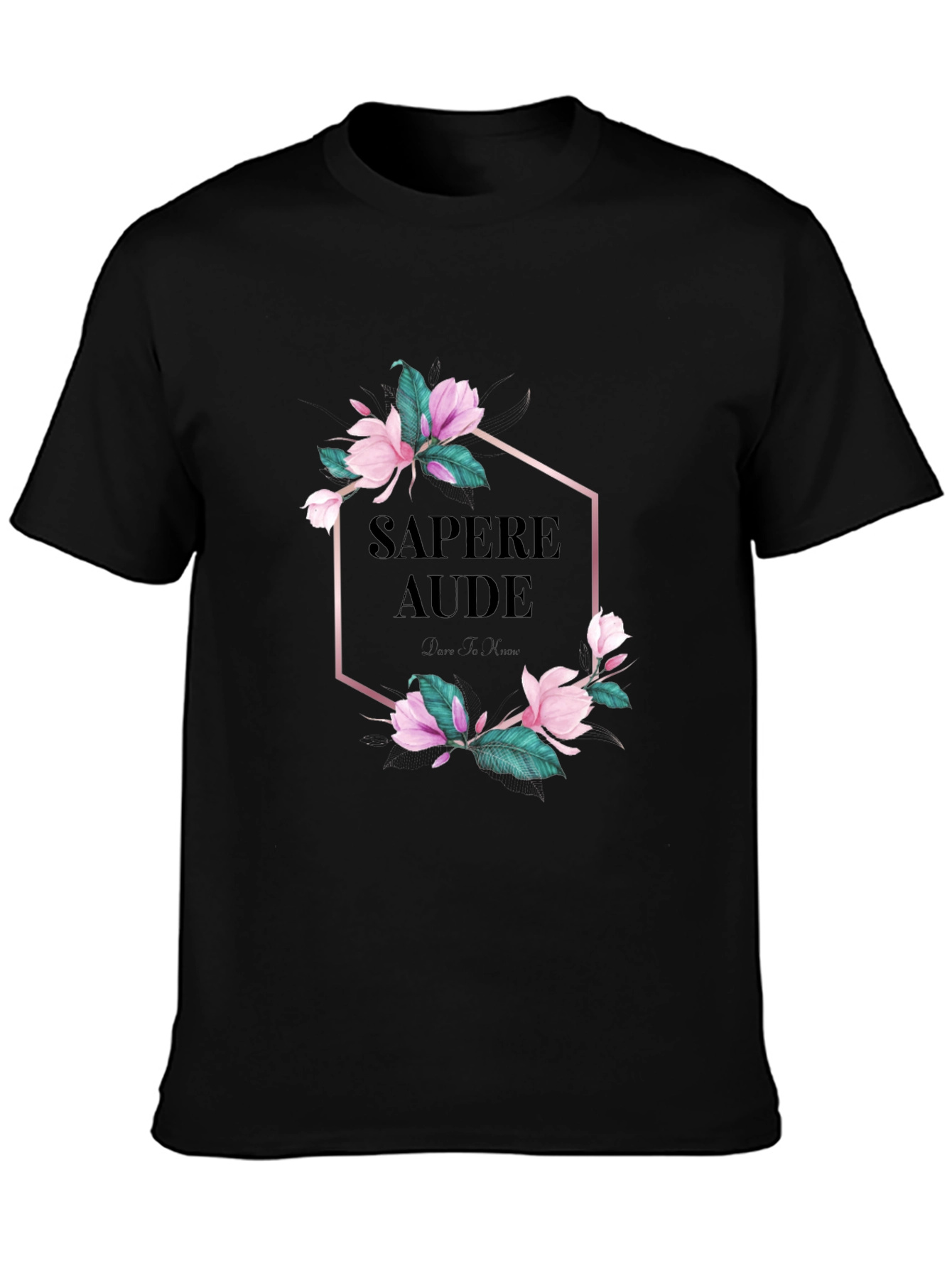 Sapere Aude Floral Graphic Tee - Black
