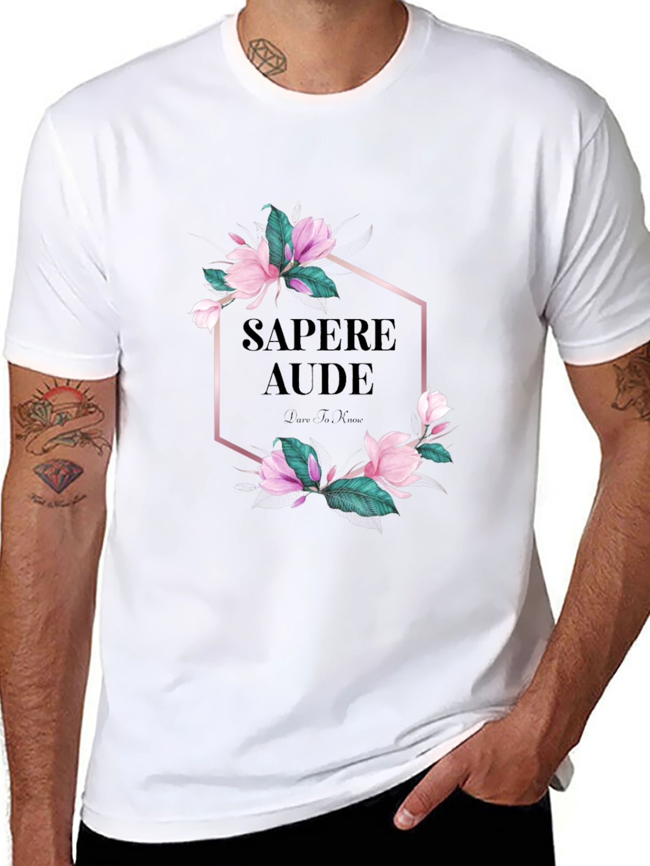 Sapere Aude Floral Graphic Tee - Black