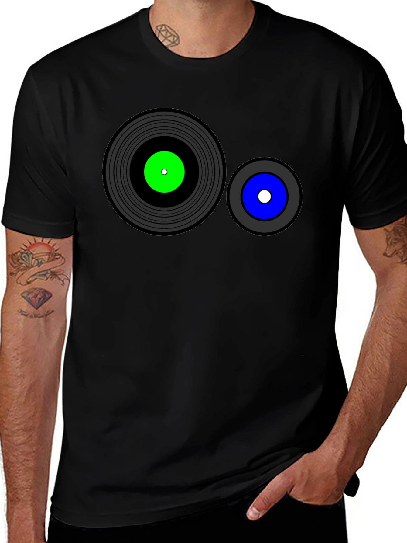 Retro Record Graphic T-Shirt - Black