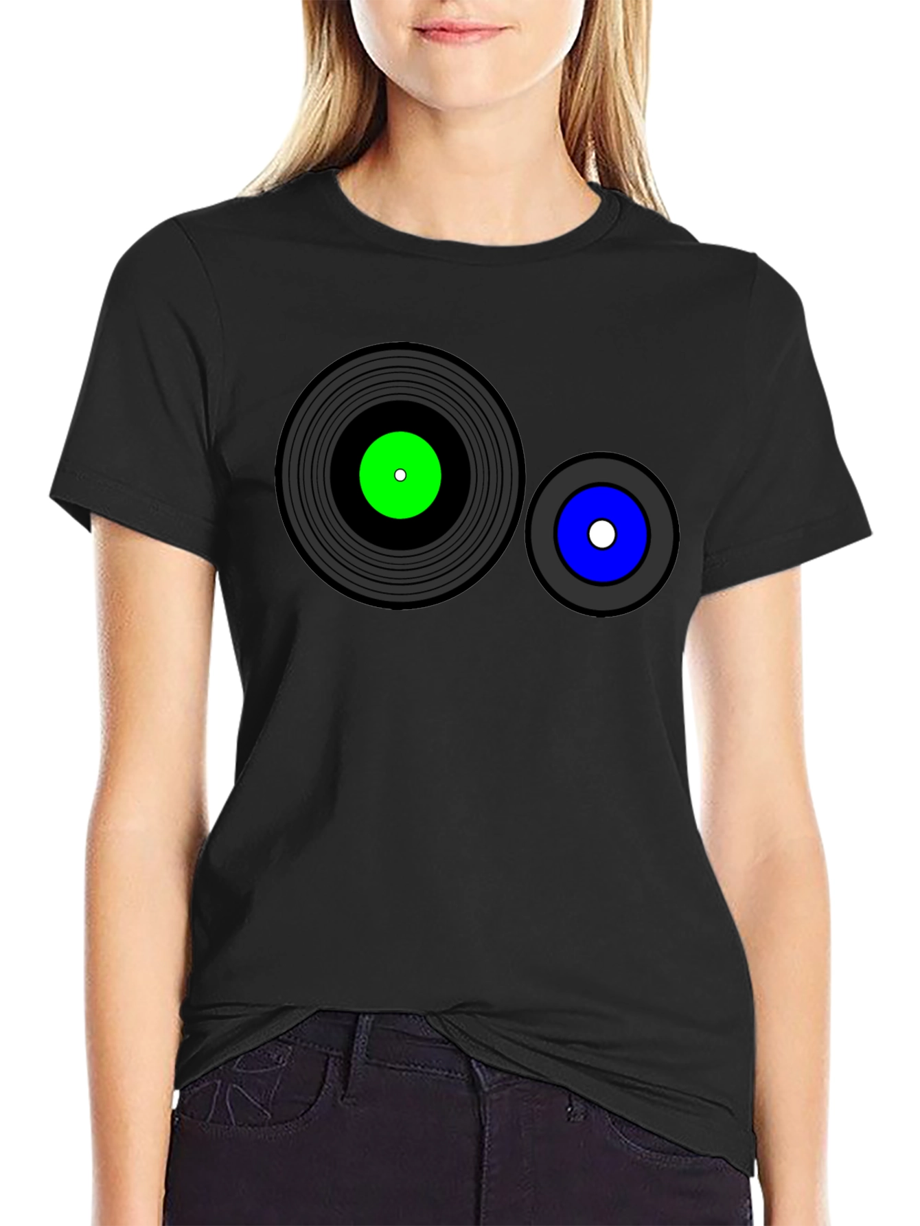 Retro Record Graphic T-Shirt - Black