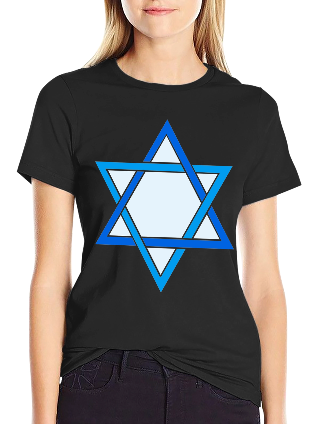 Star of David Graphic Print Tee - Black