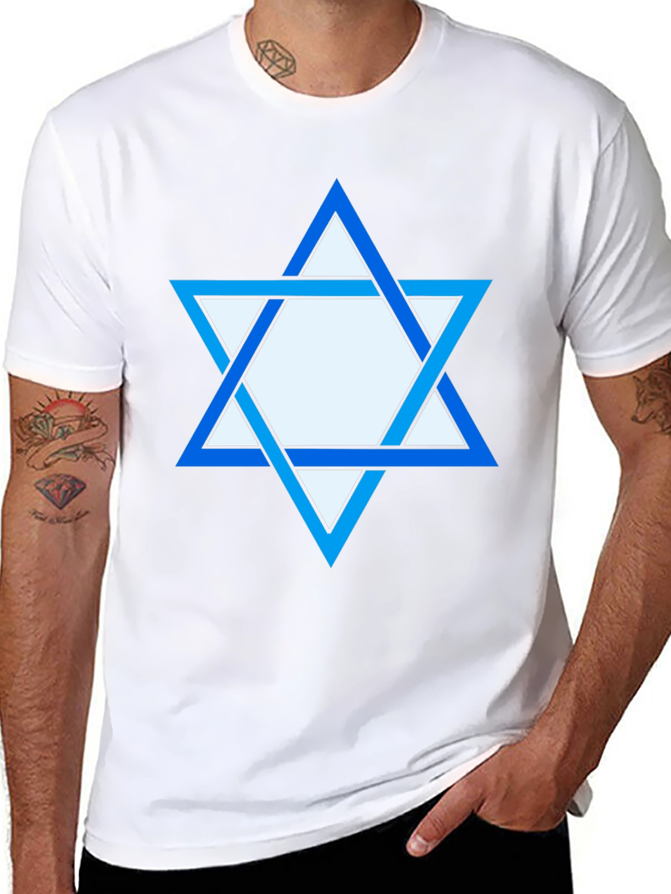 Star of David Graphic Print Tee - Black