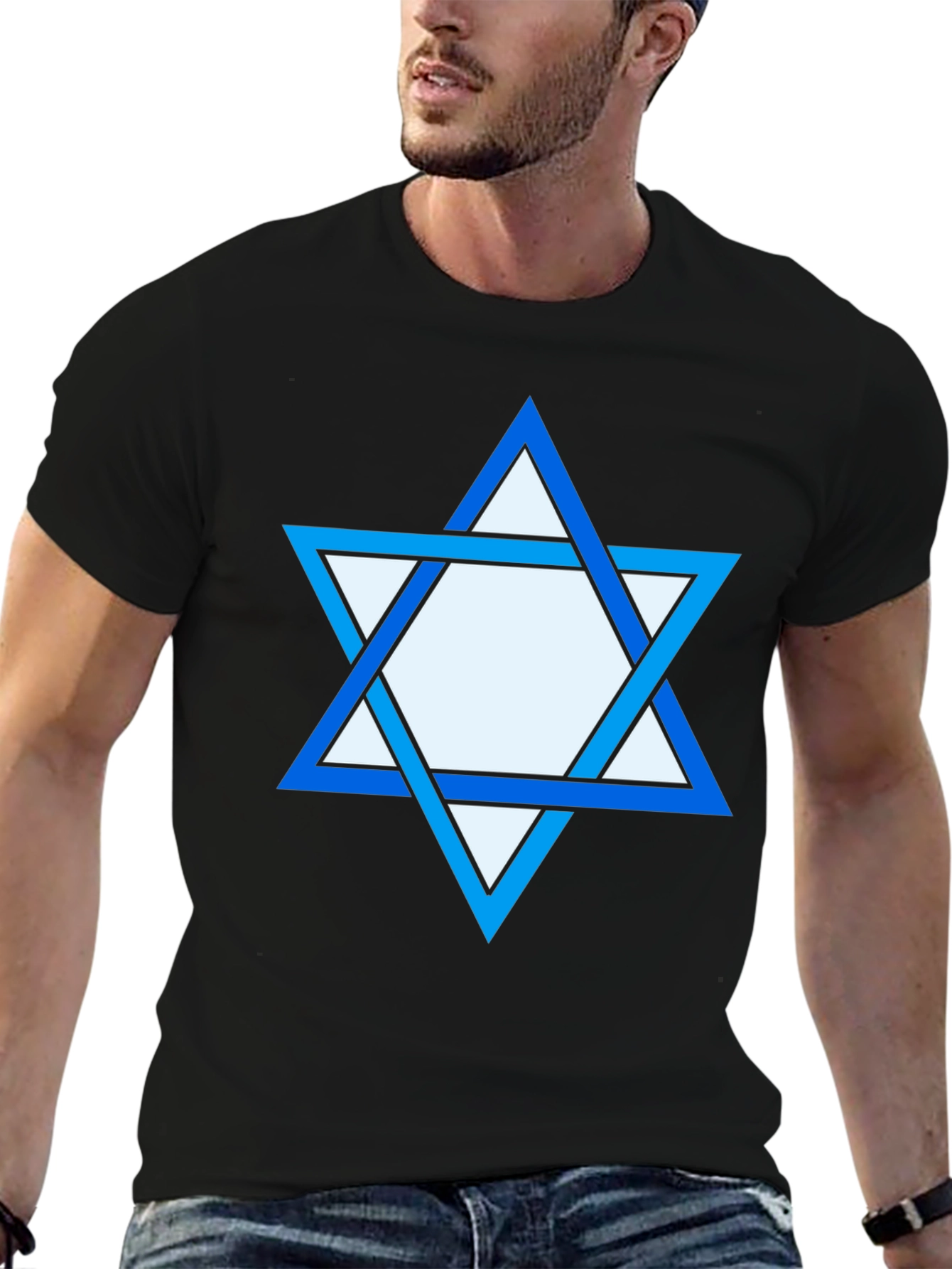 Star of David Graphic Print Tee - Black