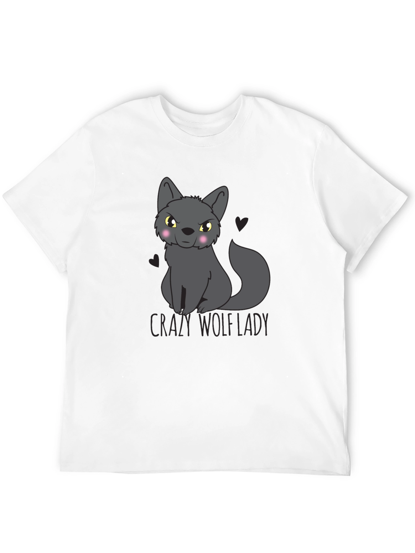 Crazy Wolf Lady Graphic Tee - Black