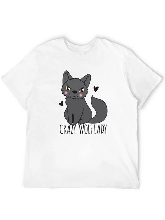 Crazy Wolf Lady Graphic Tee - Black
