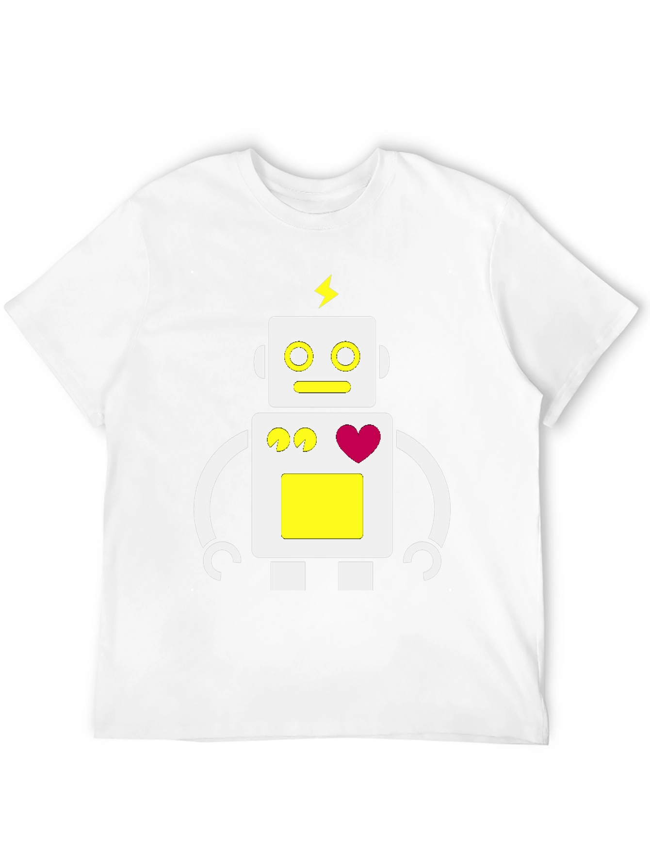 Fun Robot Graphic Tee - Black Cotton Blend