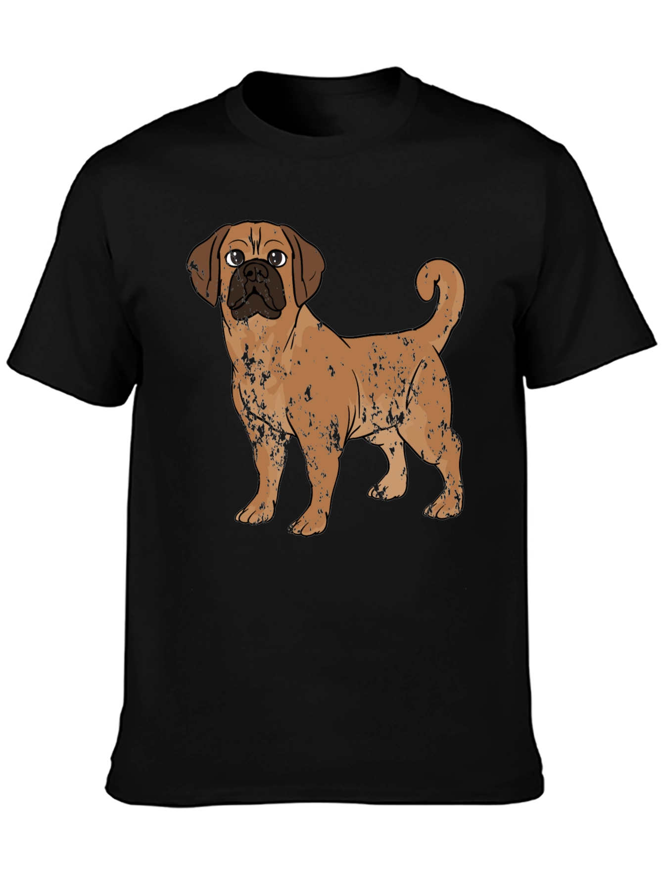 Puggle Dog Graphic Print Black T-Shirt
