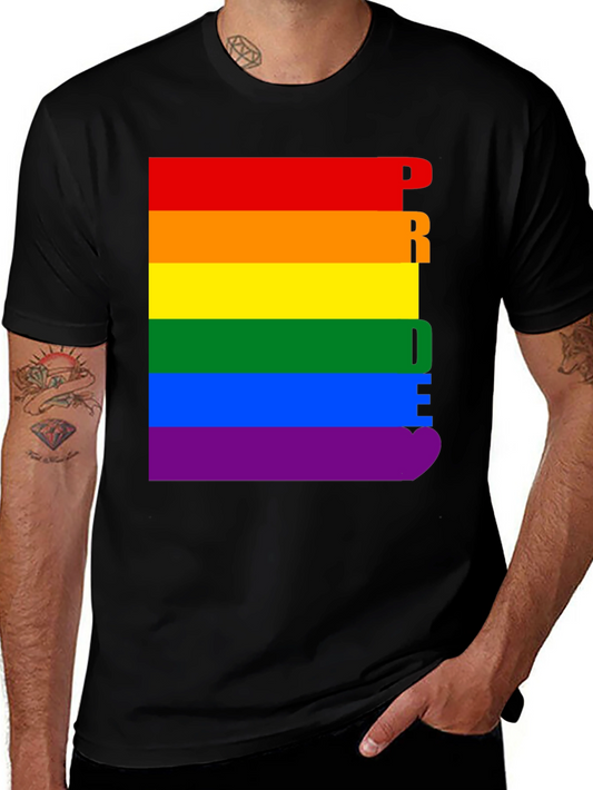 Pride Rainbow Graphic Tee - Black Cotton T-Shirt