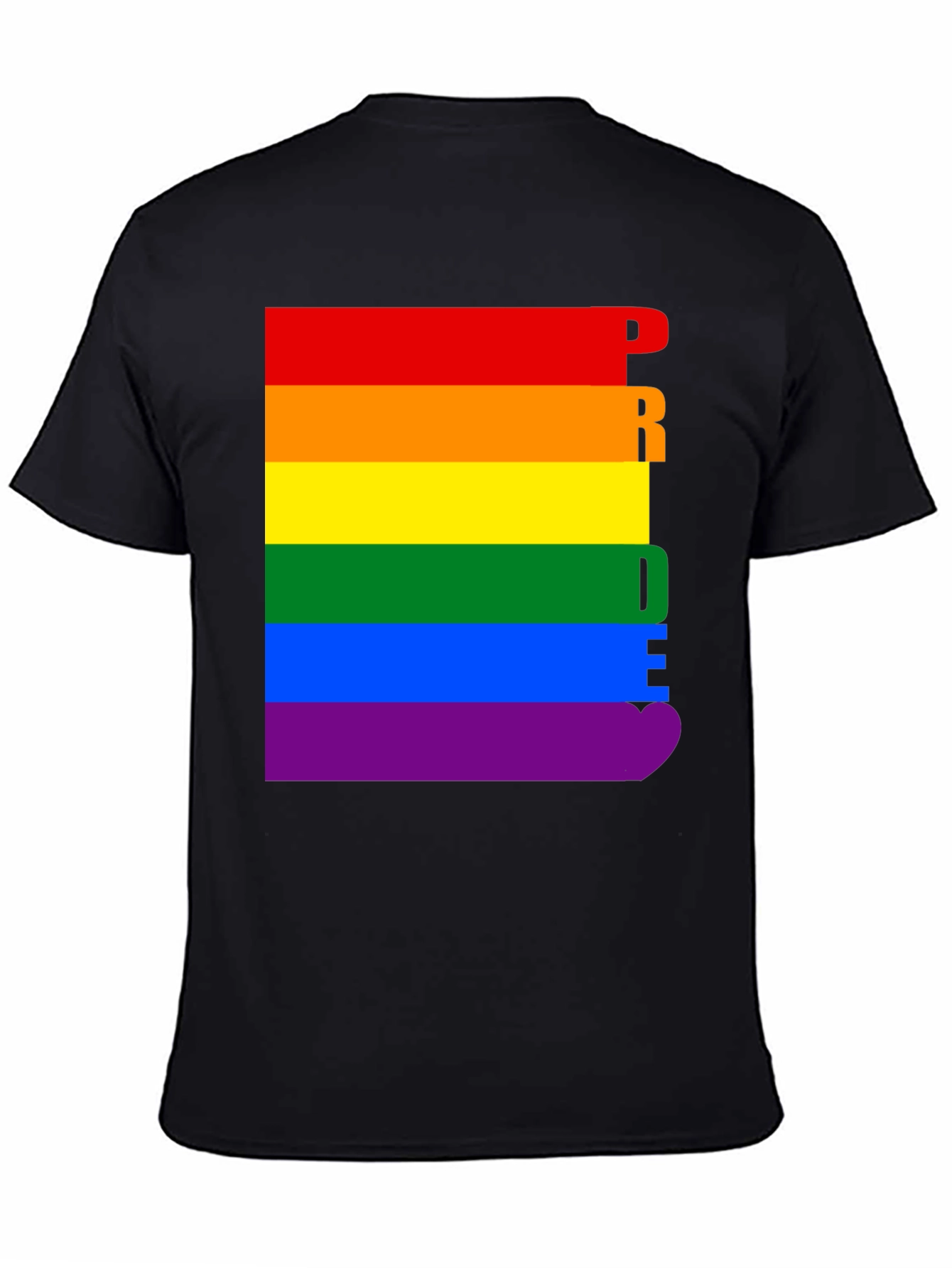 Pride Rainbow Graphic Tee - Black Cotton T-Shirt