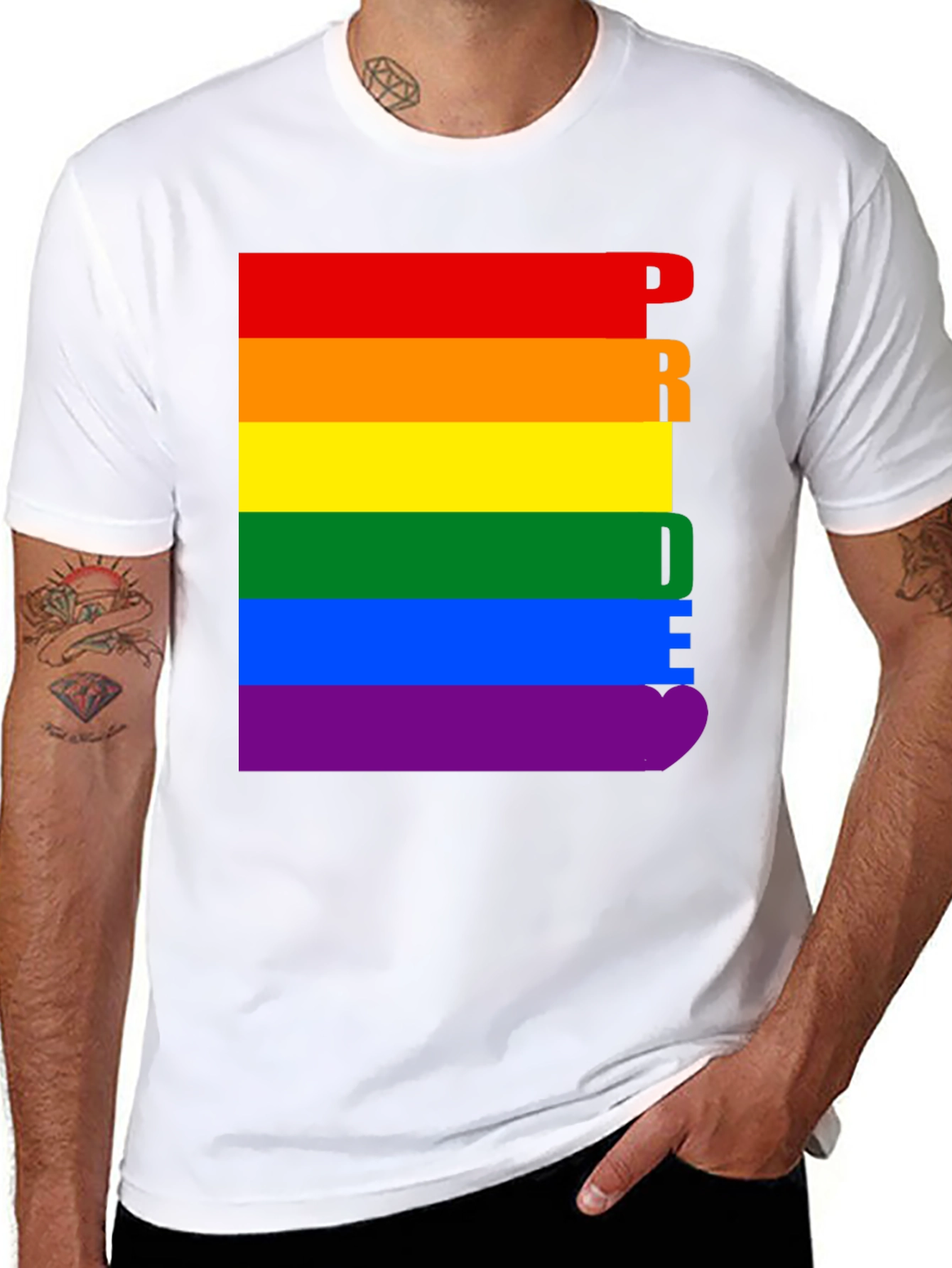 Pride Rainbow Graphic Tee - Black Cotton T-Shirt