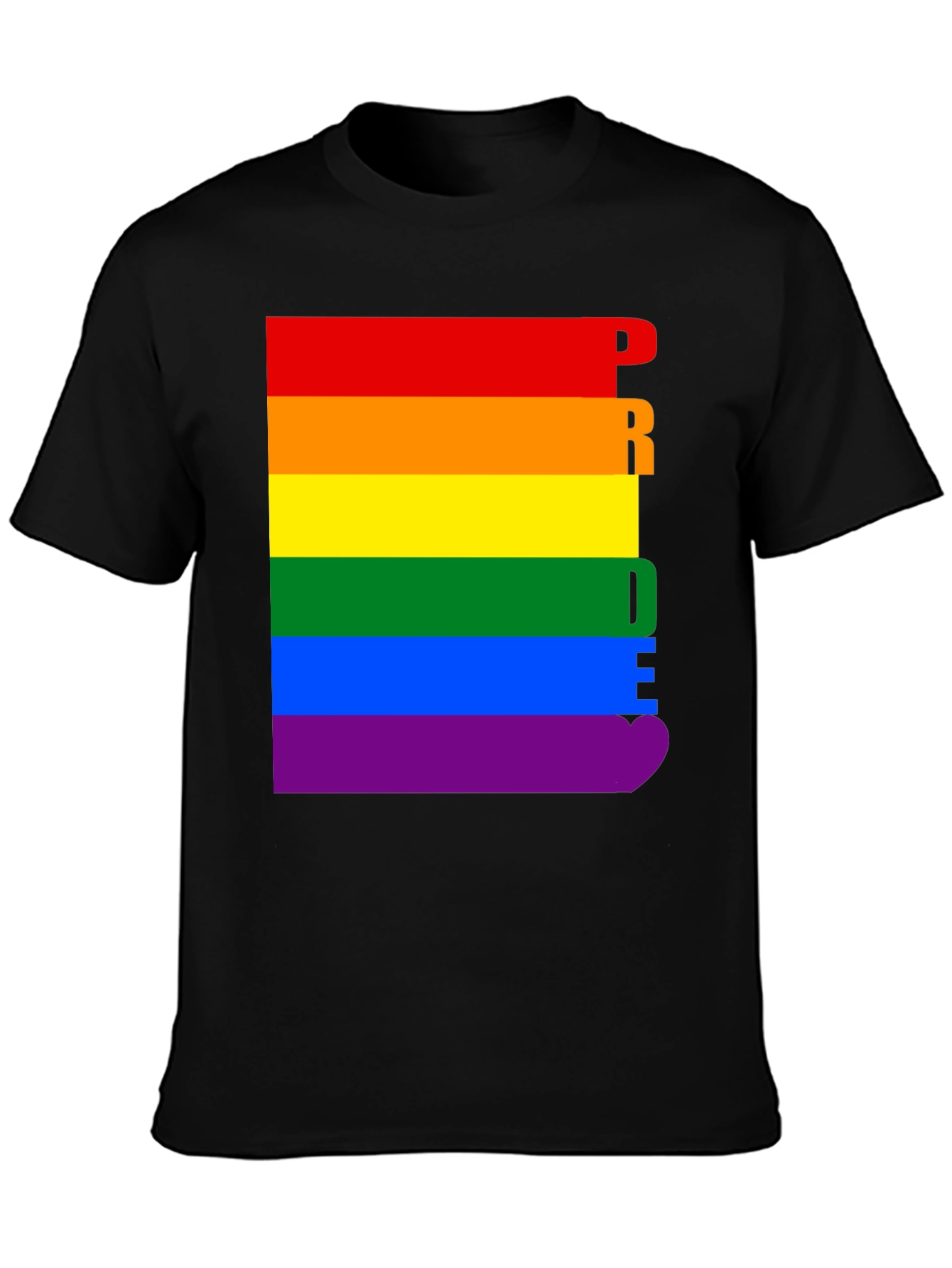 Pride Rainbow Graphic Tee - Black Cotton T-Shirt