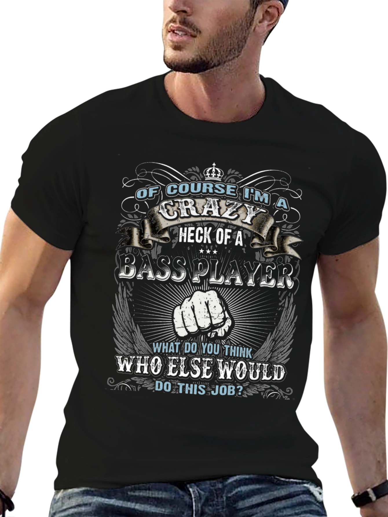 Crazy Bass Player Graphic T-Shirt