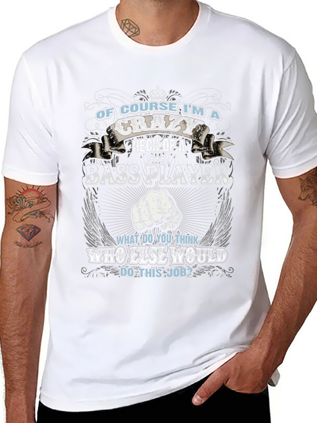 Crazy Bass Player Graphic T-Shirt