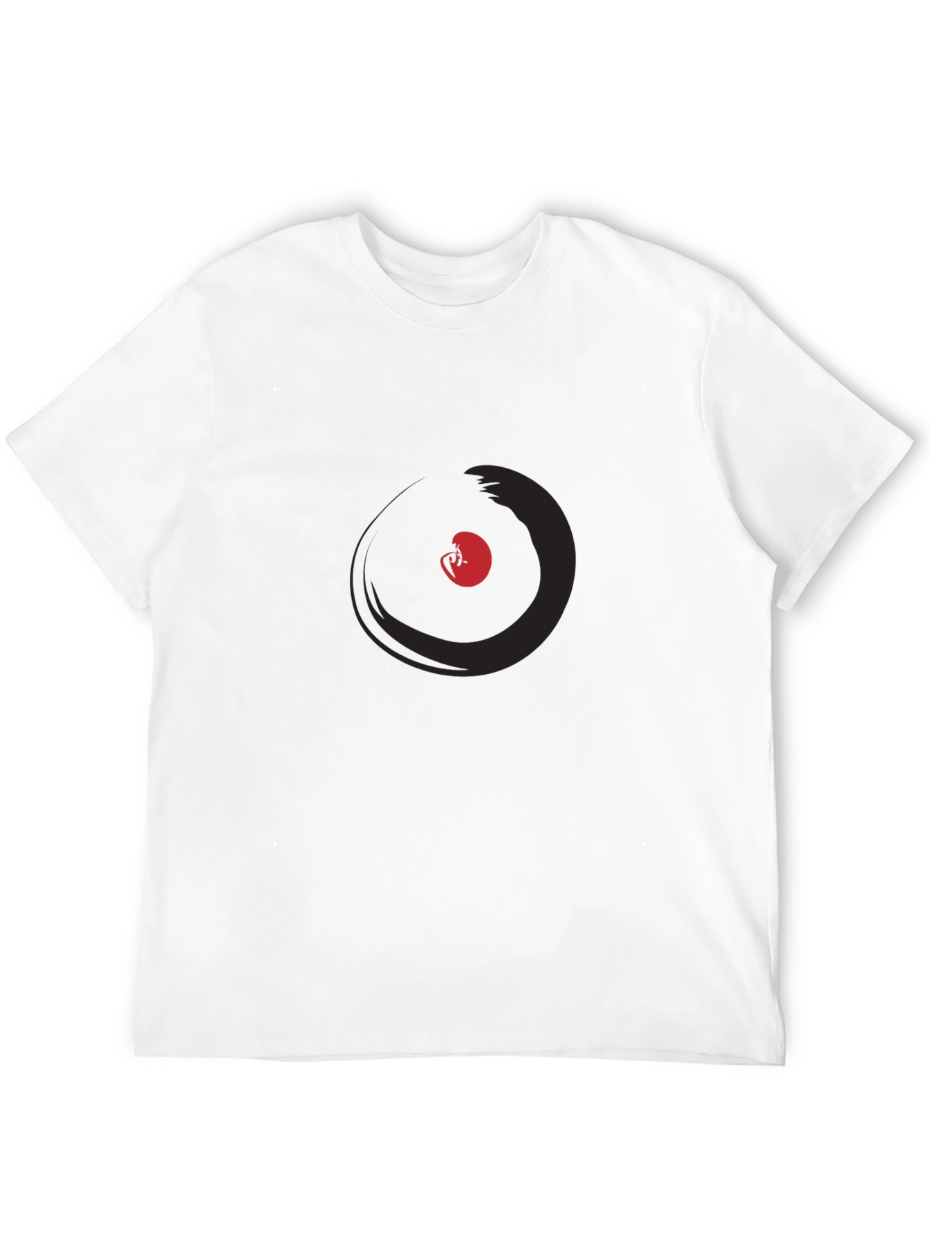 Modern Black T-Shirt with Abstract Circle Graphic