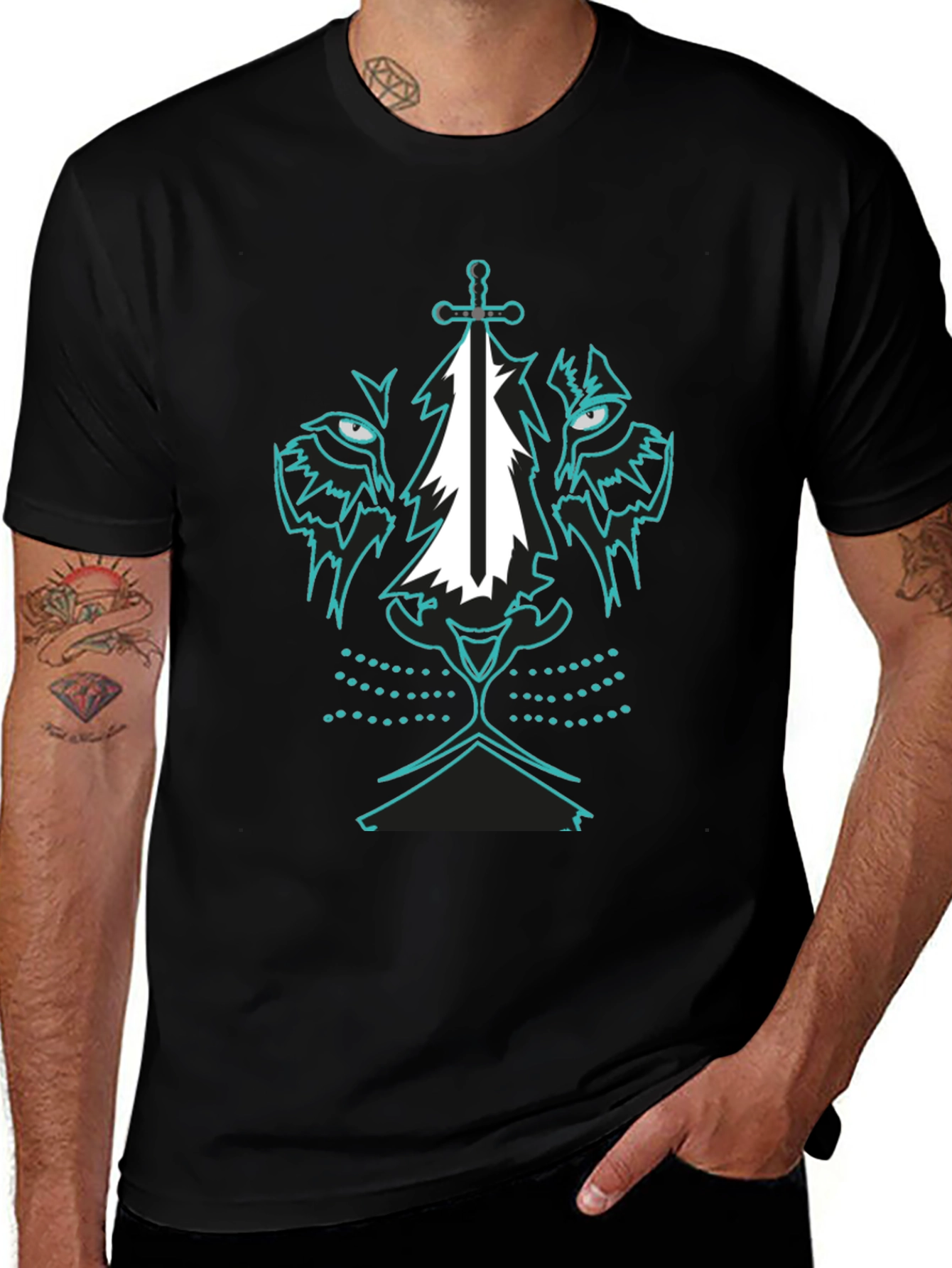 Lion Sword Graphic Tee - Black