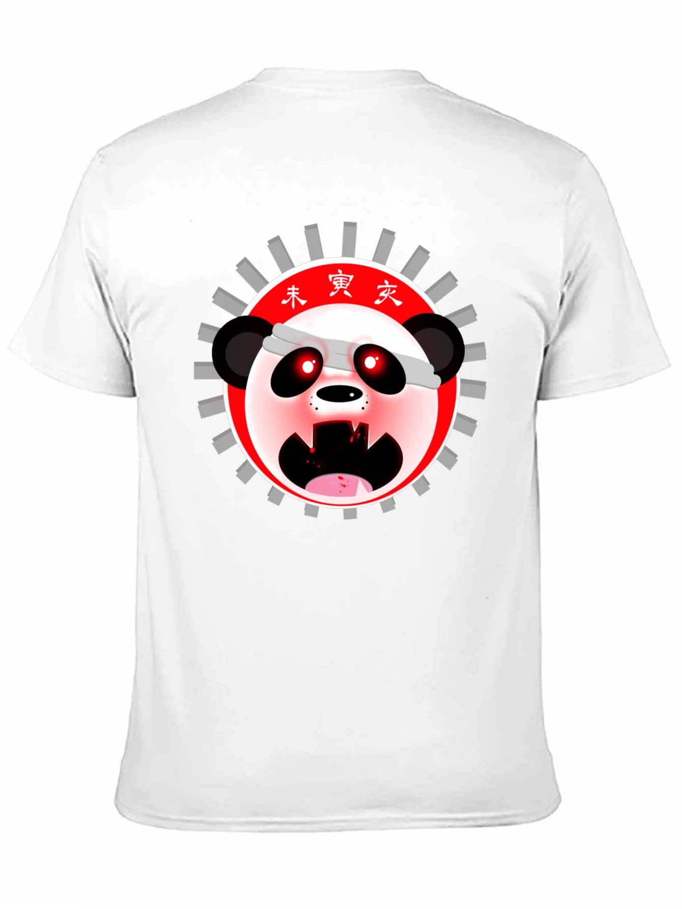 Mens Black T-Shirt with Anime Panda Graphic