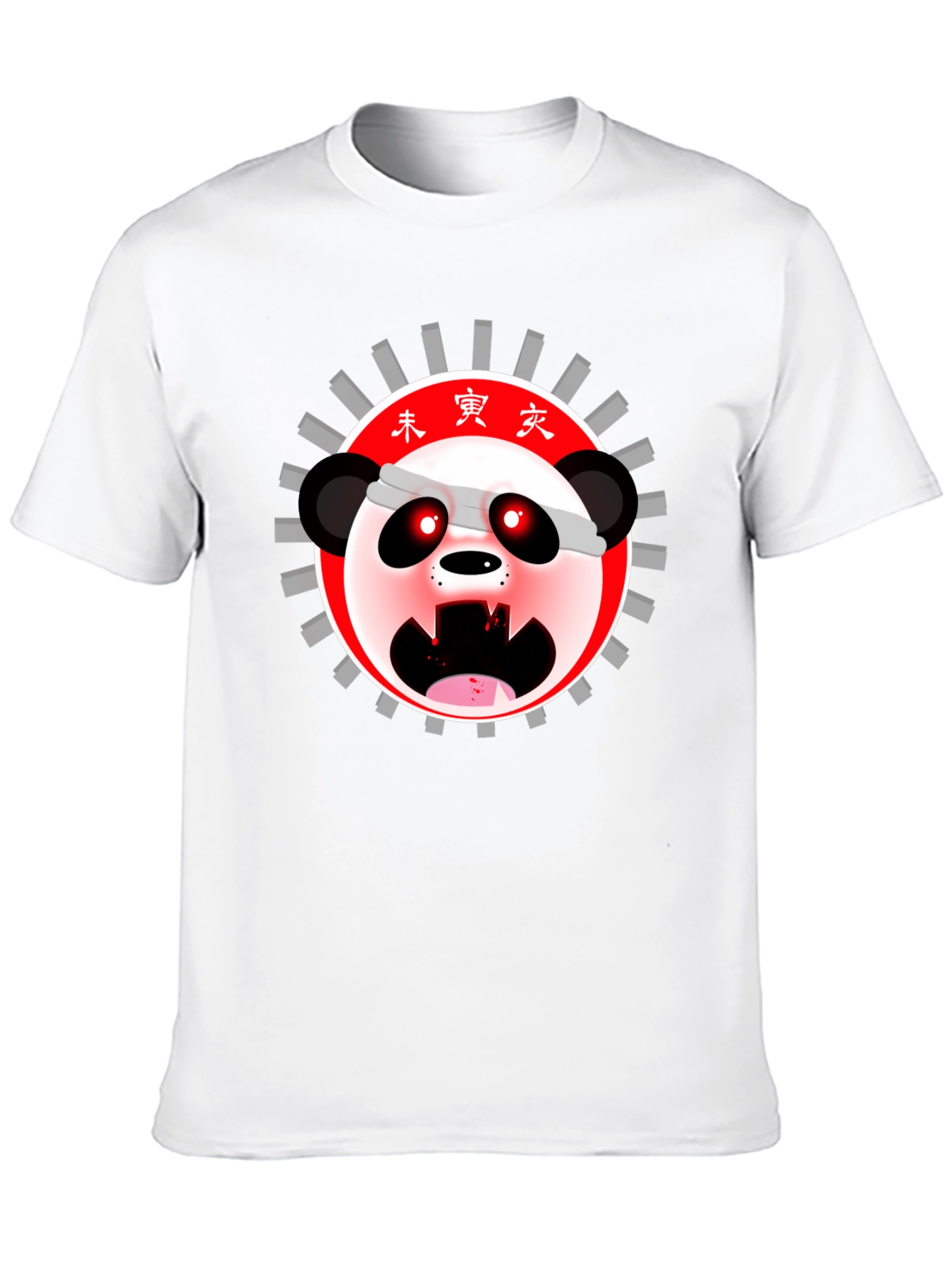 Mens Black T-Shirt with Anime Panda Graphic