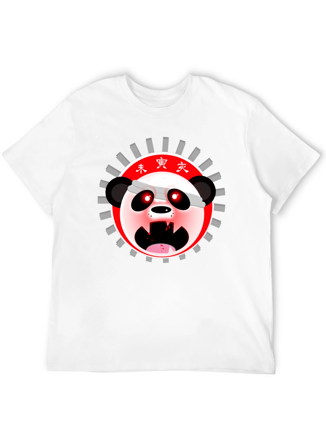 Mens Black T-Shirt with Anime Panda Graphic