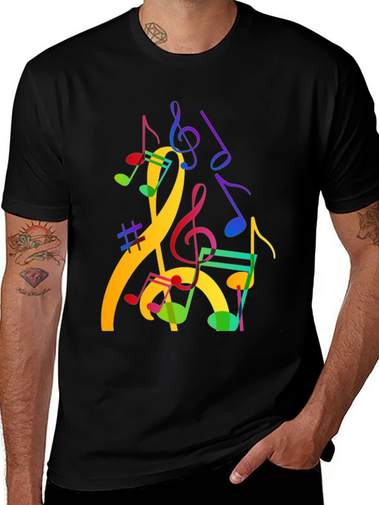 Musical Notes Graphic Tee - Colorful Design