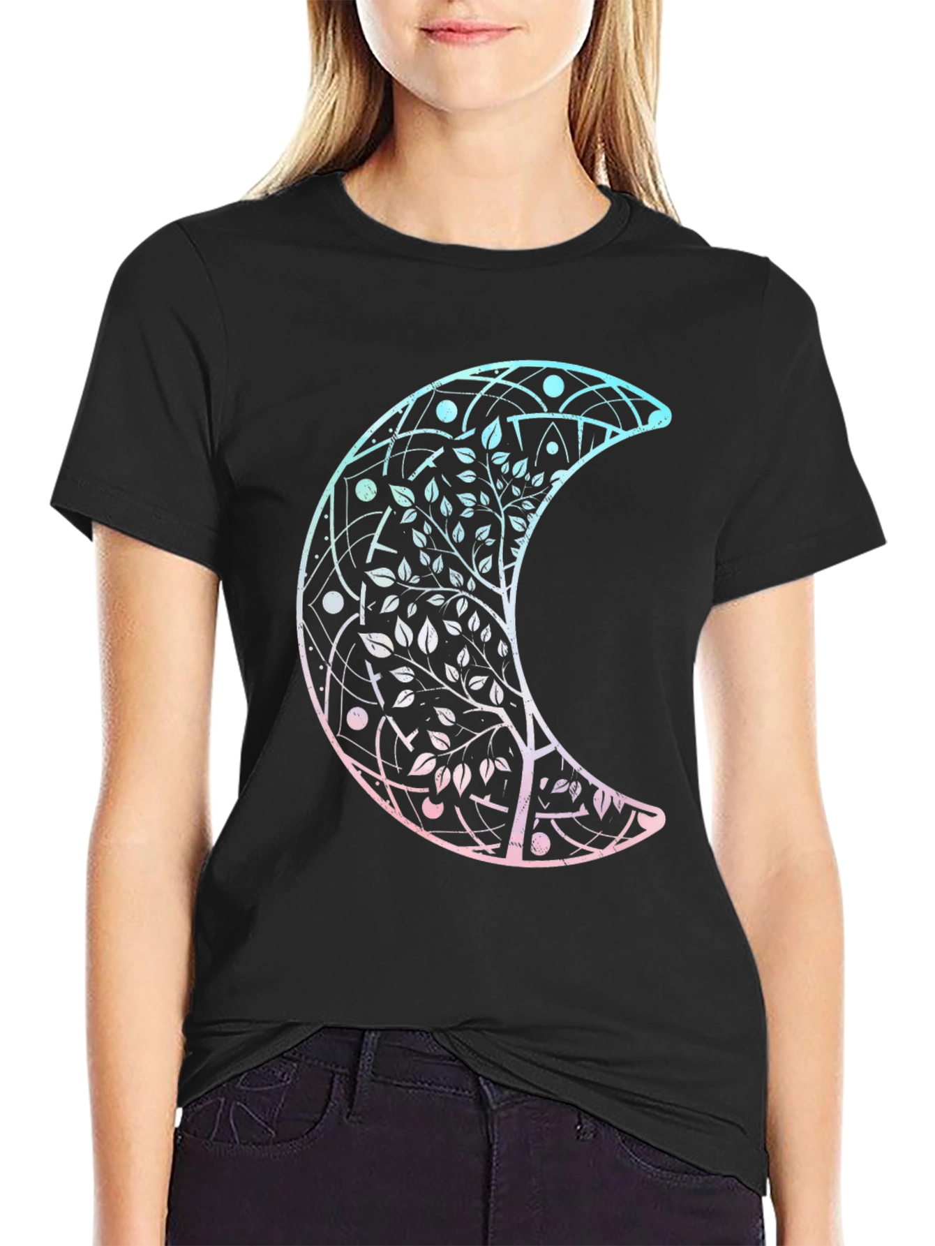 Mystic Moon Tree Graphic Tee - Stylish Comfort