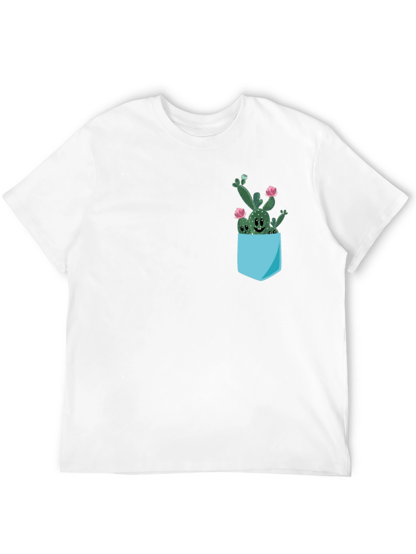 Cute Cactus Pocket Black T-Shirt