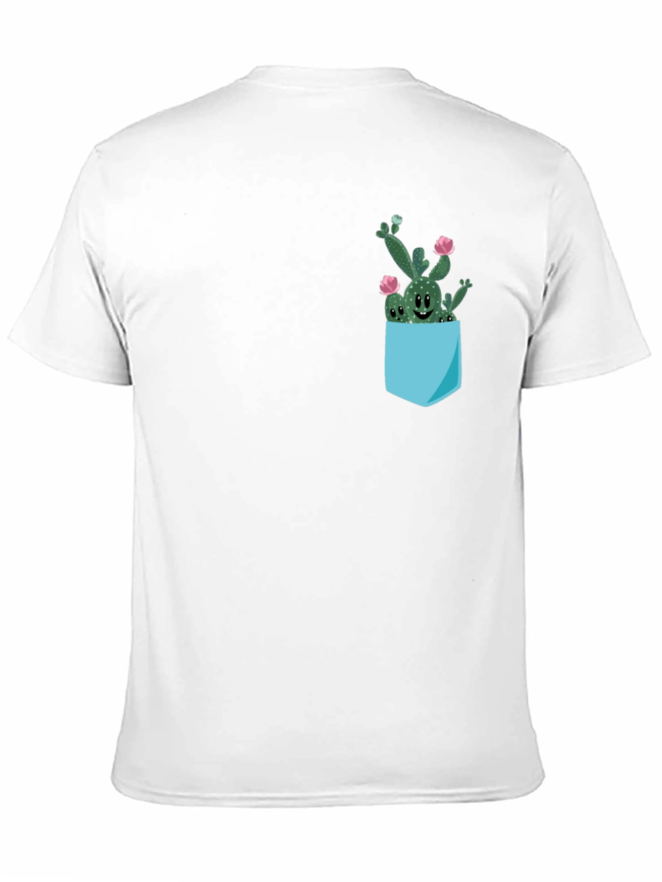 Cute Cactus Pocket Black T-Shirt