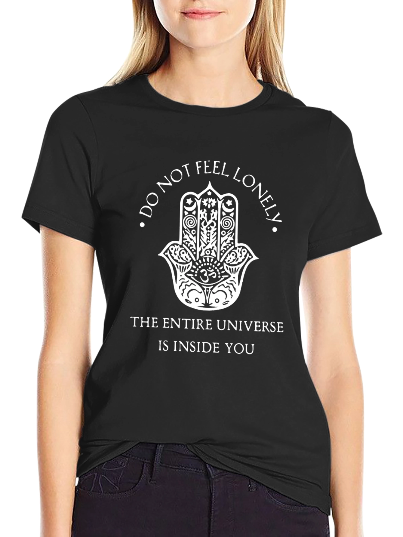 Hamsa Hand Do Not Feel Lonely Graphic T-Shirt
