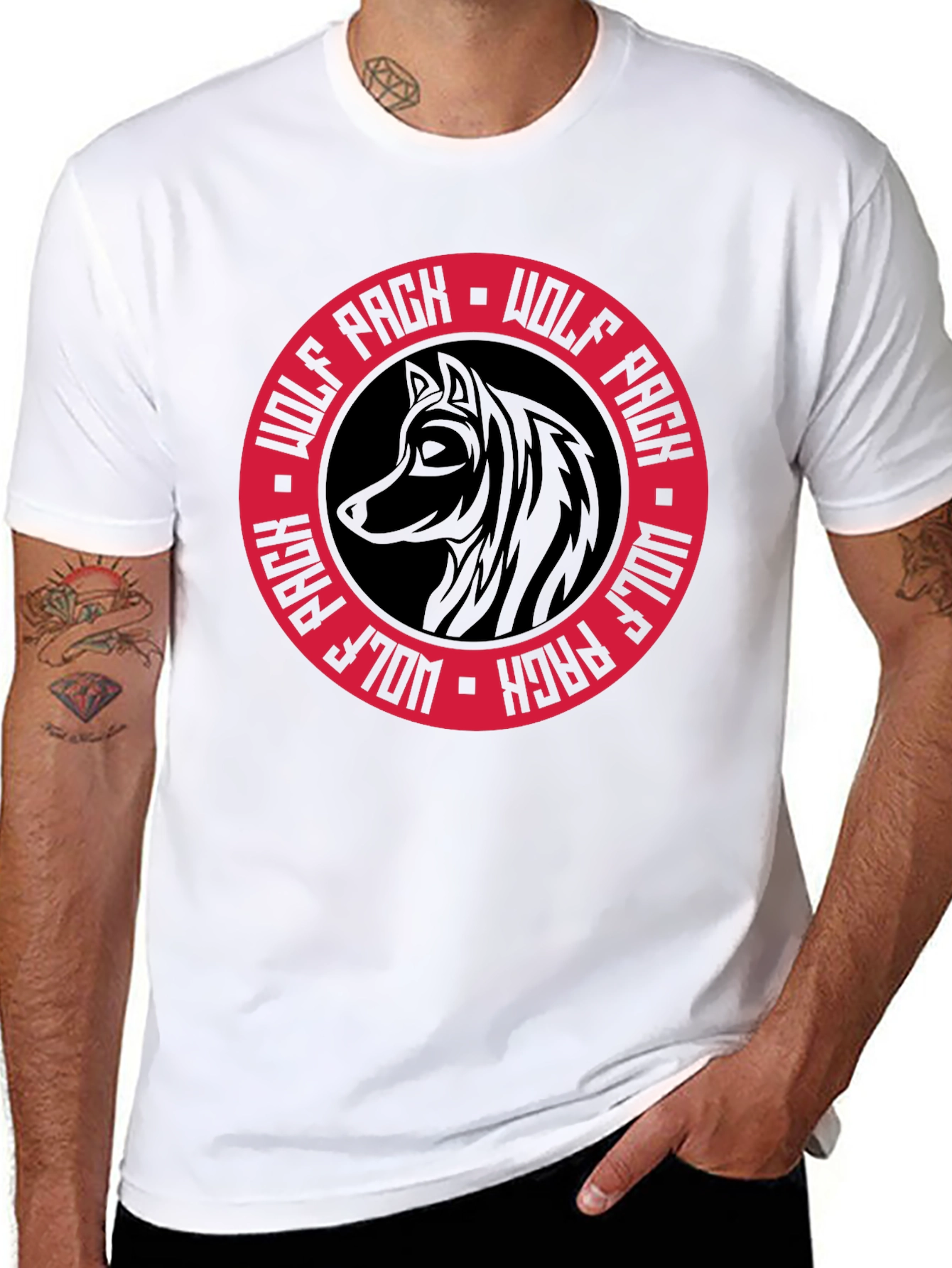 Wolf Pack Black Graphic Tee - Stylish Crew Neck